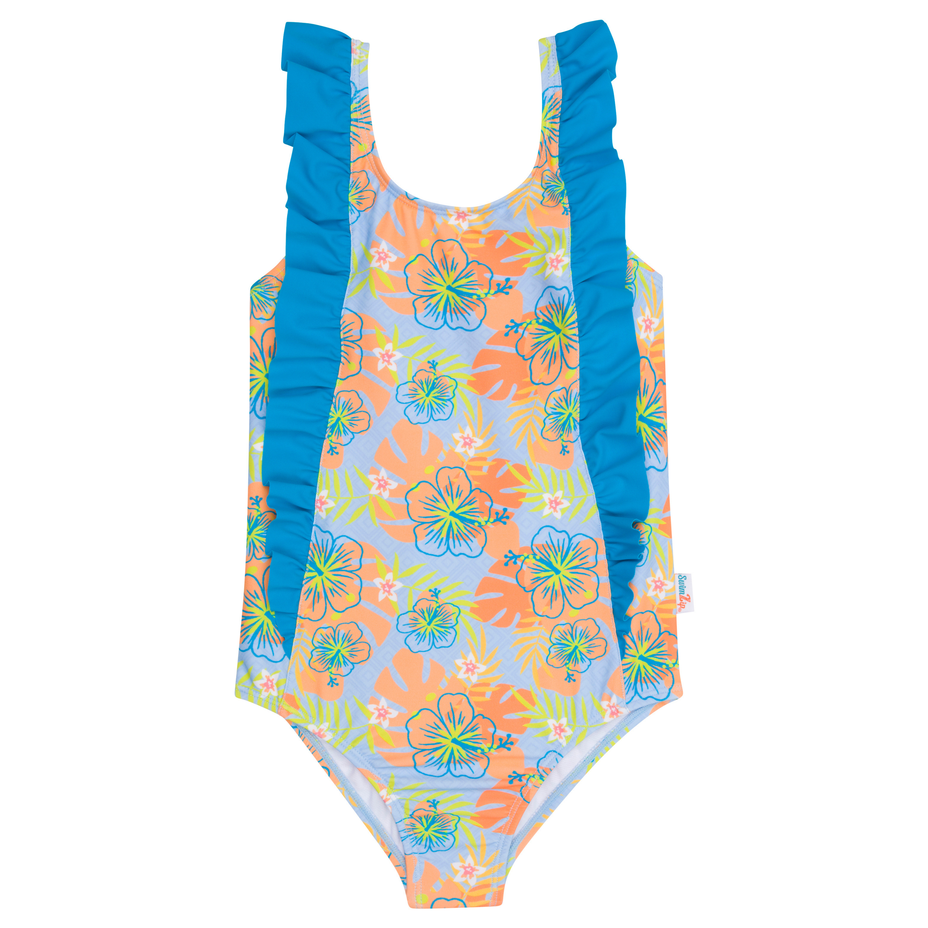 Girls Ruffle One-Piece Swimsuit | "Too Sweet" Groovy-6-12 Month-Groovy-SwimZip UPF 50+ Sun Protective Swimwear & UV Zipper Rash Guards-pos1