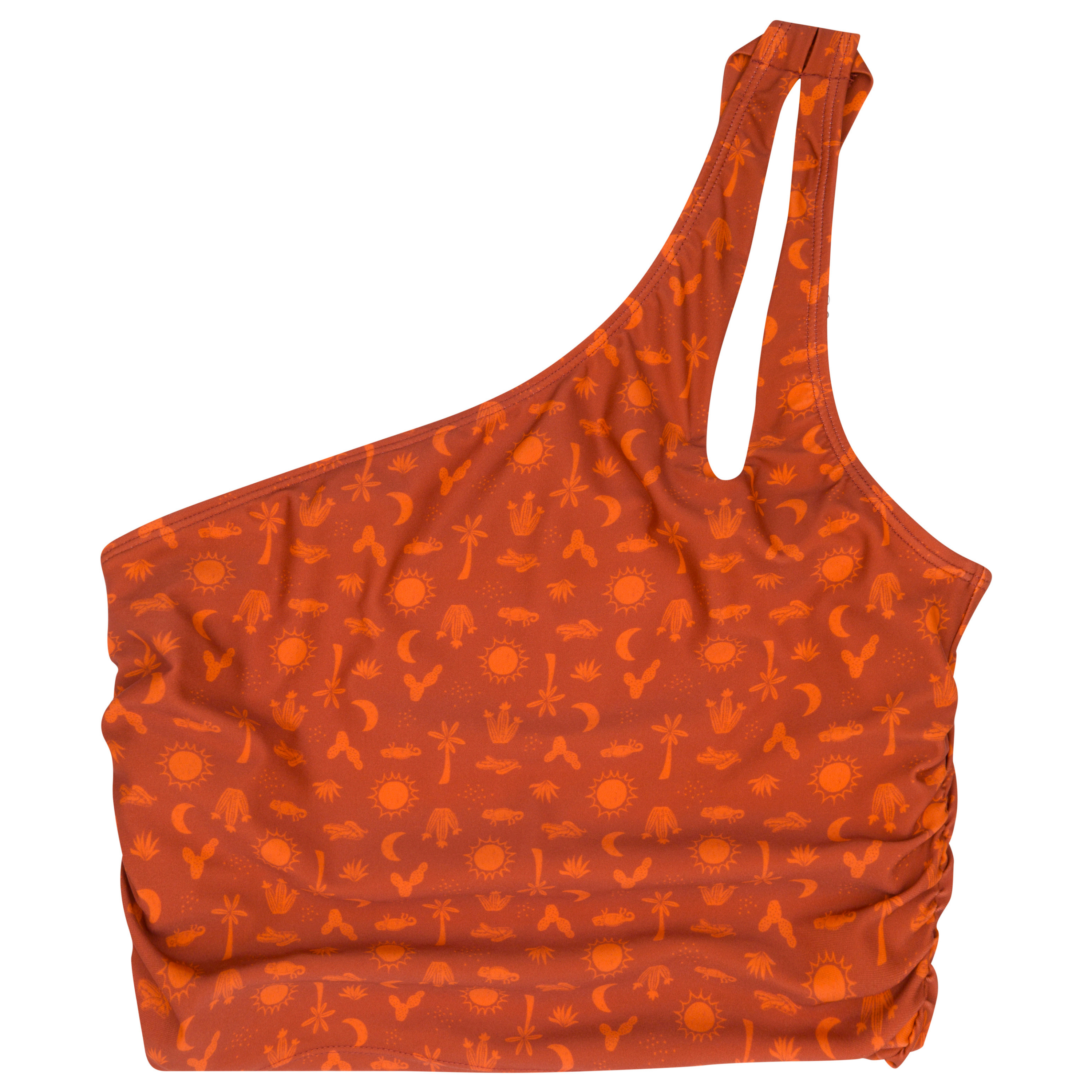 Women’s One Shoulder Crop Tankini Top | “Desert”-XS-Desert-SwimZip UPF 50+ Sun Protective Swimwear & UV Zipper Rash Guards-pos1