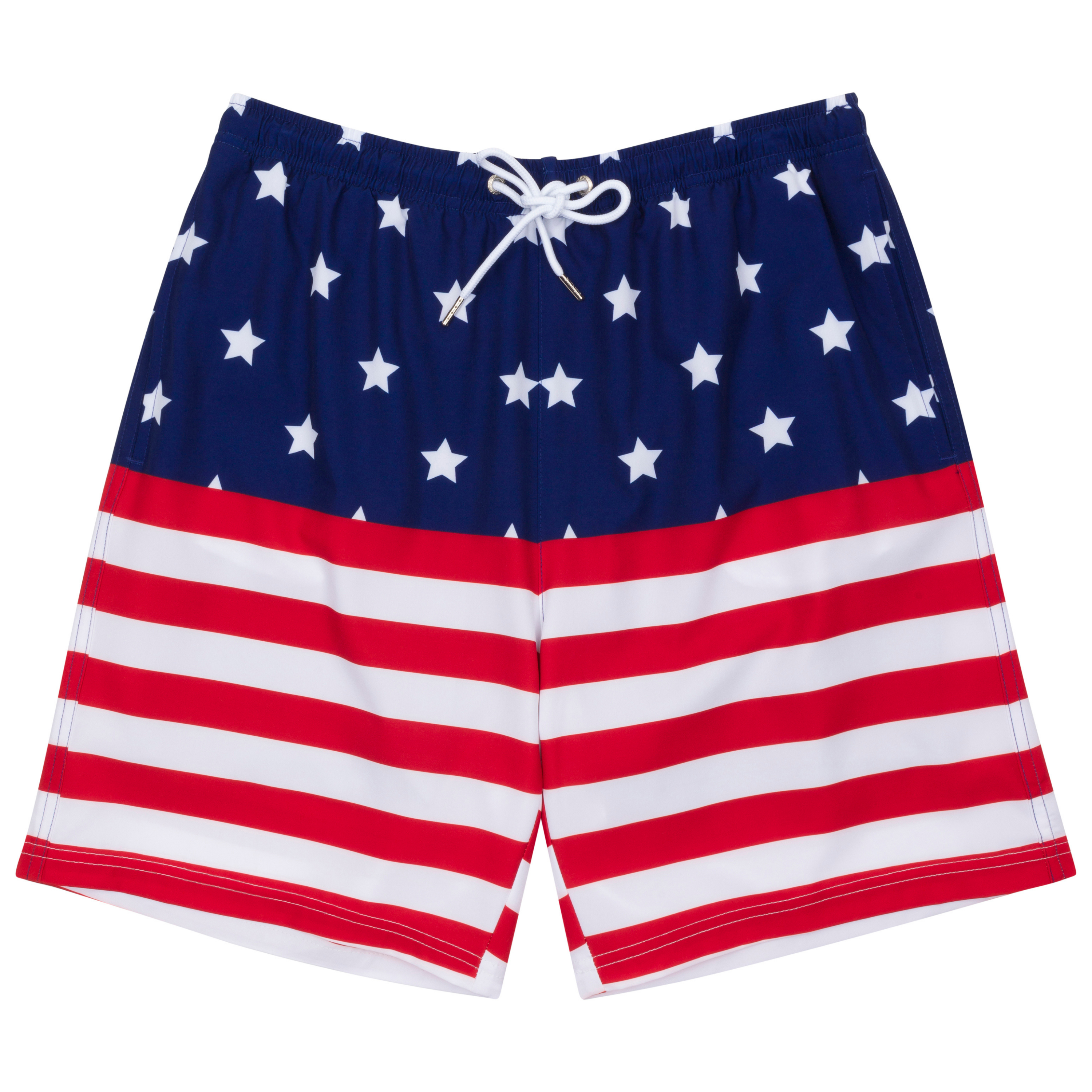 Men's 8" Swim Trunks Boxer Brief Liner | "Americana"-S-Americana-SwimZip UPF 50+ Sun Protective Swimwear & UV Zipper Rash Guards-pos1