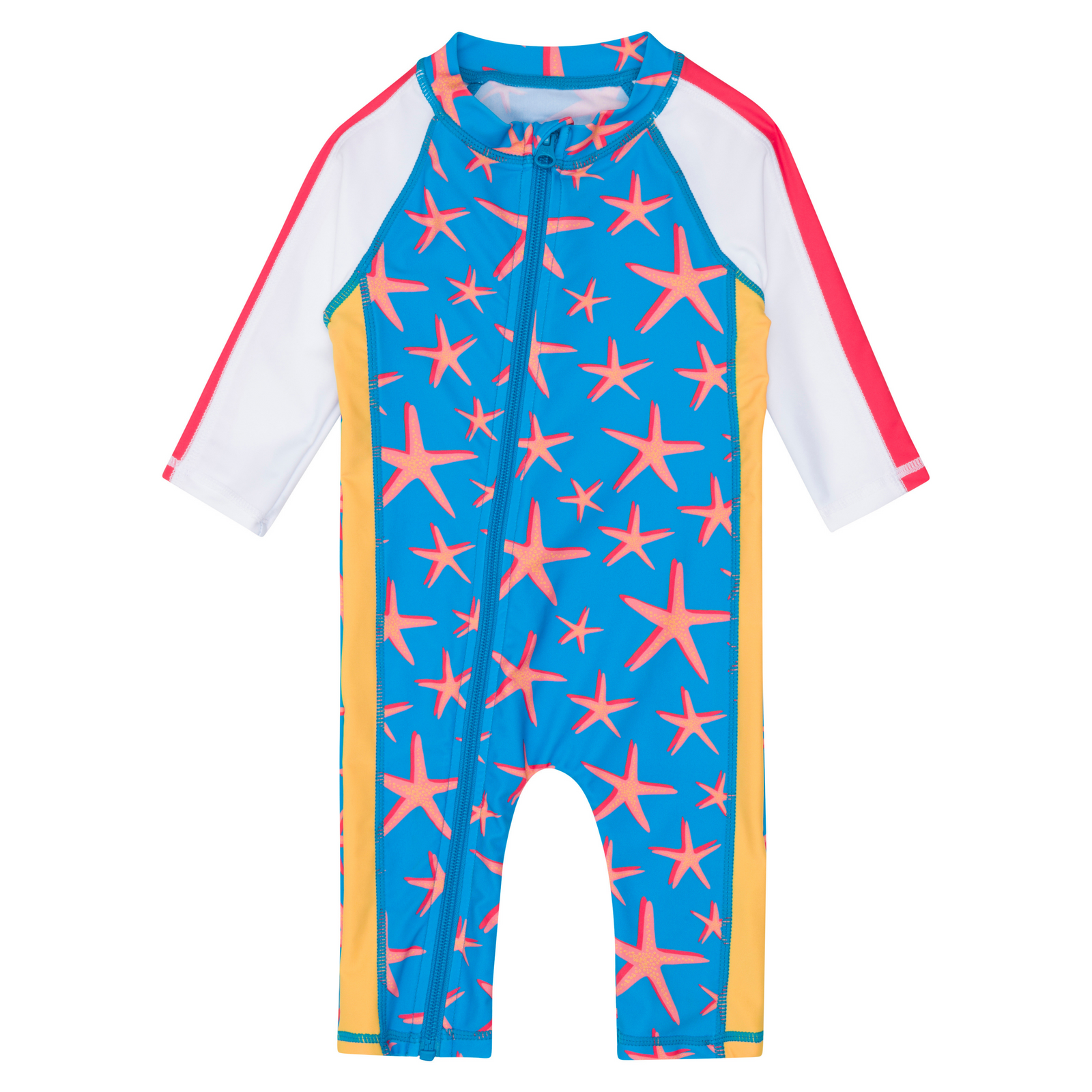 Petit Lem Stingray Print On Sky Blue Long-sleeve Swim Romper