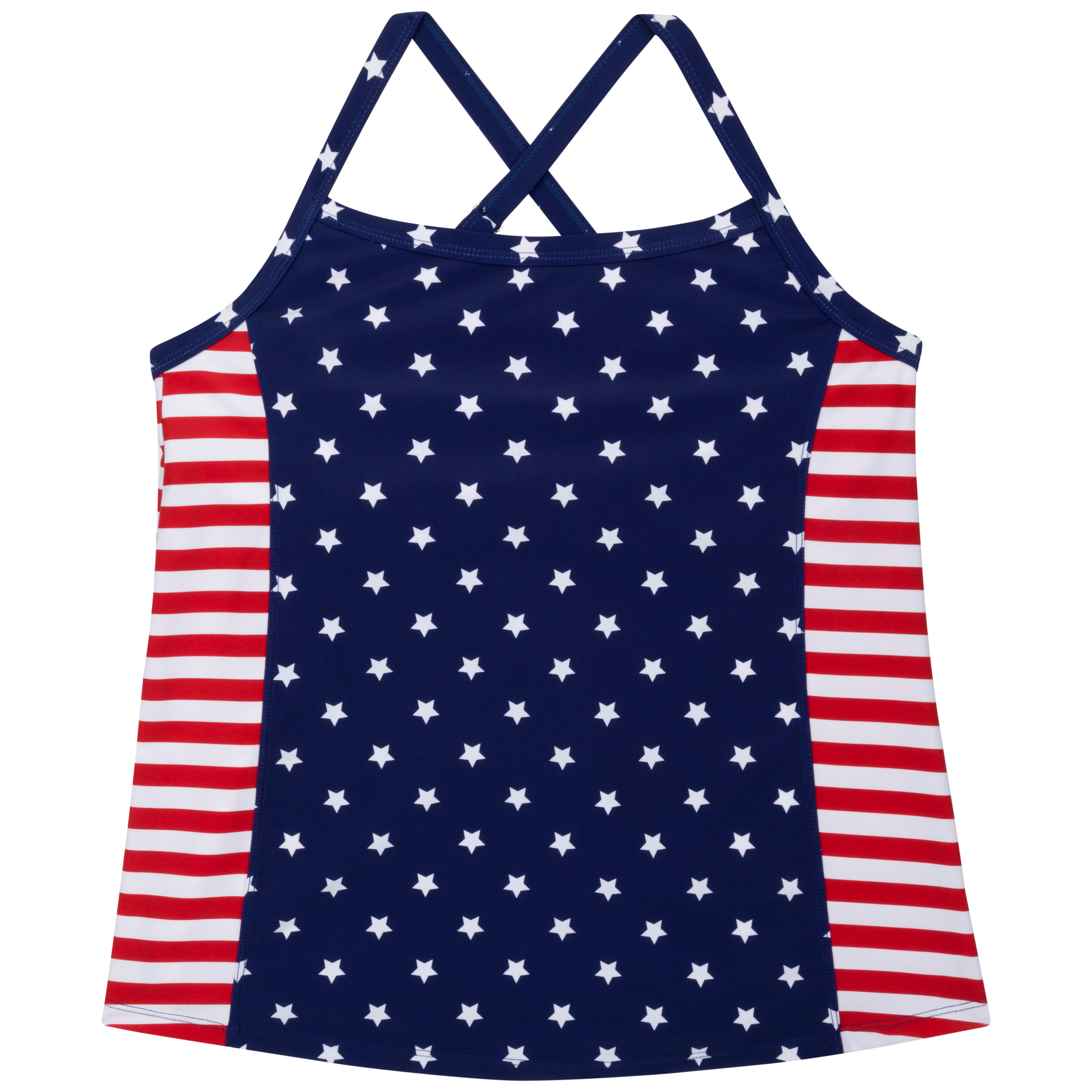 Women’s Strappy A-Line Tankini Top | “Americana”-XS-Americana-SwimZip UPF 50+ Sun Protective Swimwear & UV Zipper Rash Guards-pos1