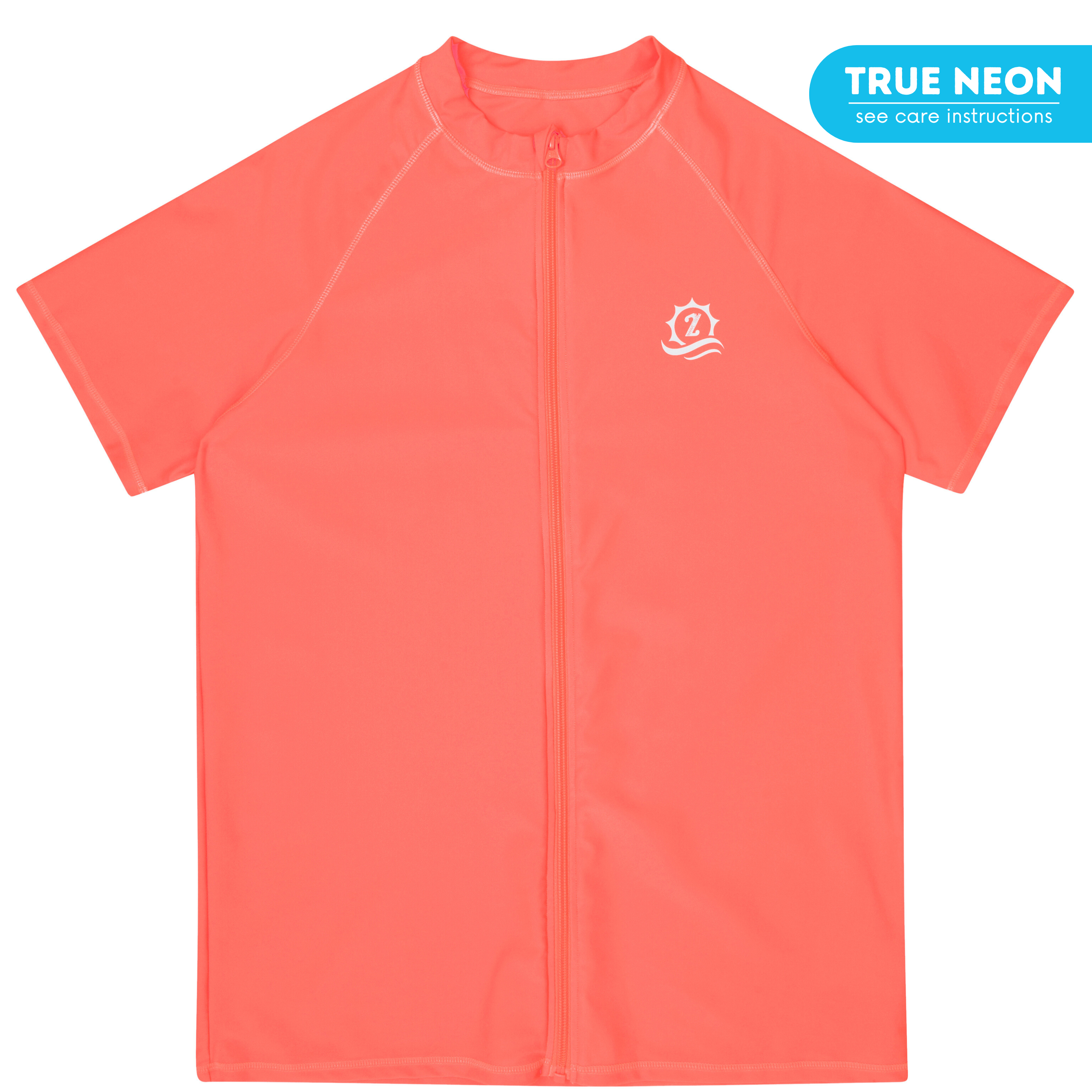 Men's Short Sleeve Rash Guard | “Neon Orange"-S-Neon Orange-SwimZip UPF 50+ Sun Protective Swimwear & UV Zipper Rash Guards-pos1