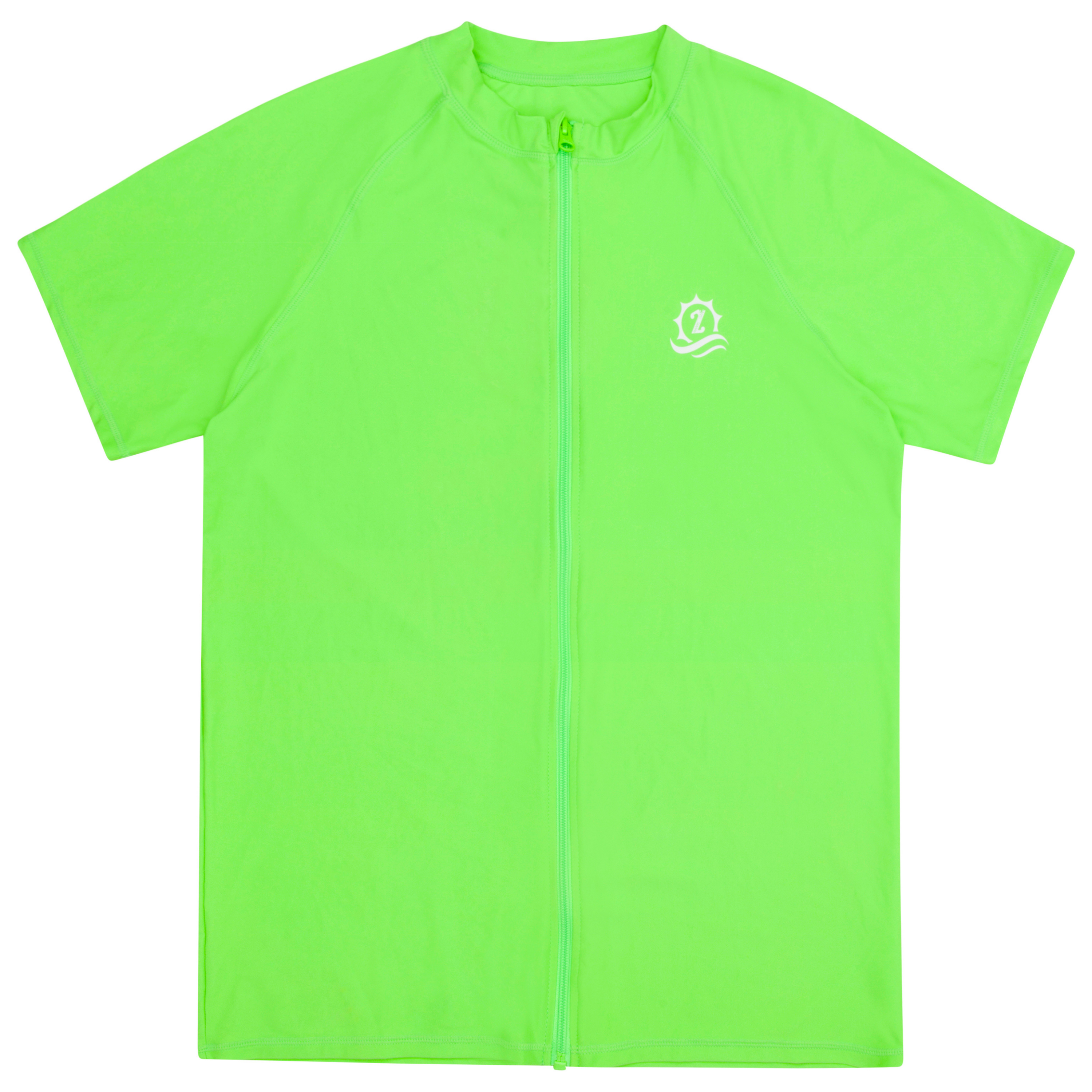 Men's Short Sleeve Rash Guard | “Neon Green”-Small-Neon Green-SwimZip UPF 50+ Sun Protective Swimwear & UV Zipper Rash Guards-pos1
