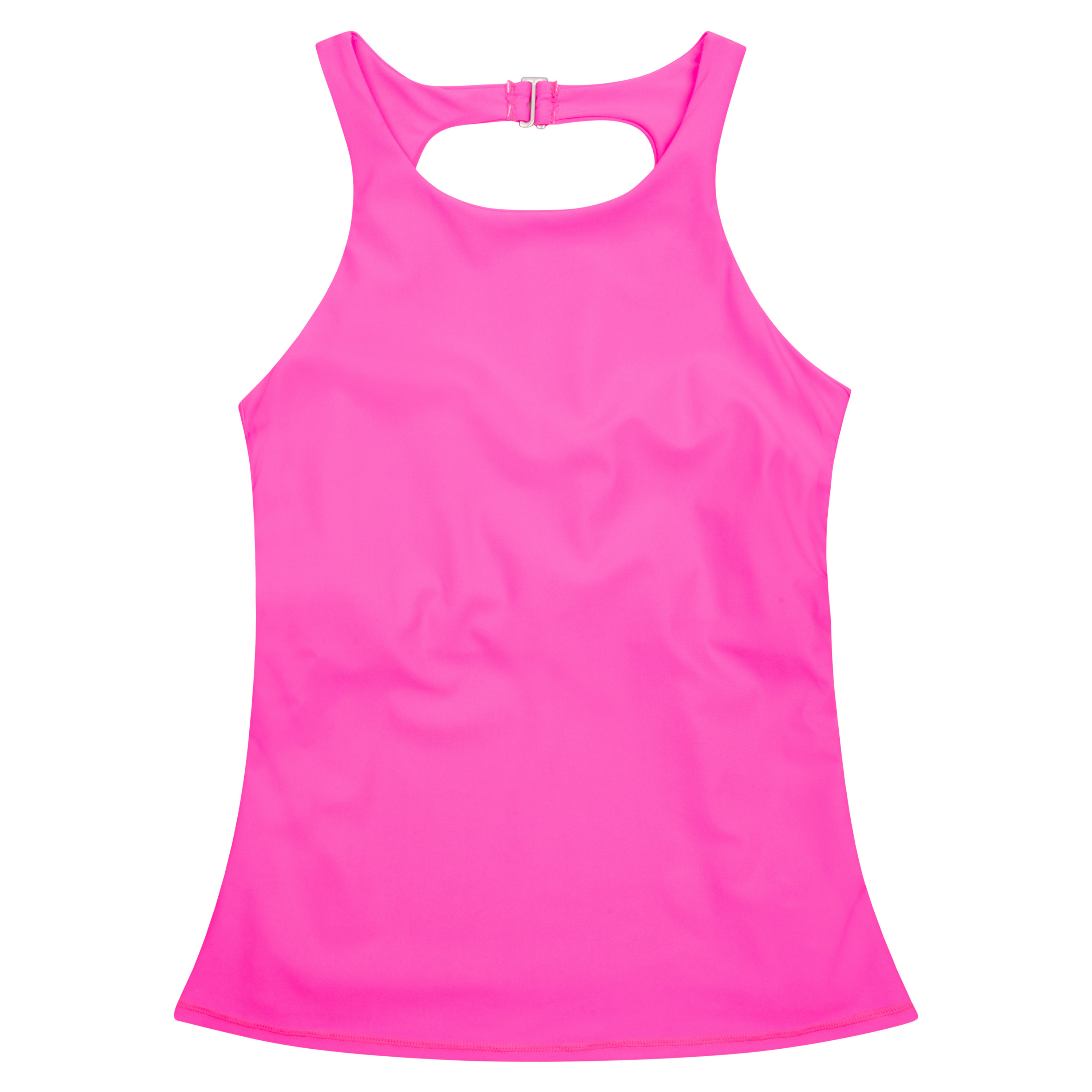 Women’s High Neck Fitted Tankini Top | “Neon Pink”-XS-Neon Pink-SwimZip UPF 50+ Sun Protective Swimwear & UV Zipper Rash Guards-pos1