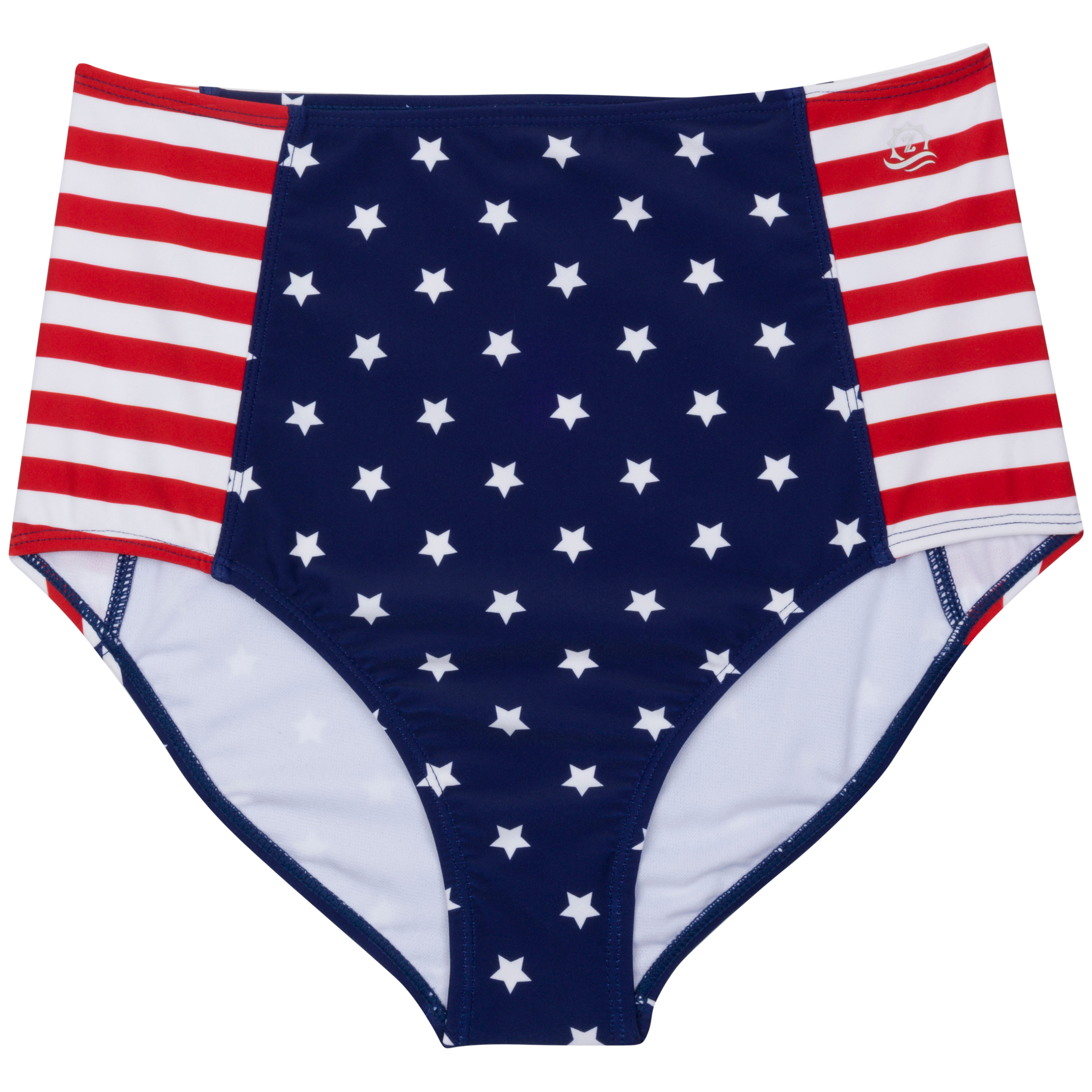 Women's High Waist Bikini Bottoms | "Americana"-XS-Americana-SwimZip UPF 50+ Sun Protective Swimwear & UV Zipper Rash Guards-pos1