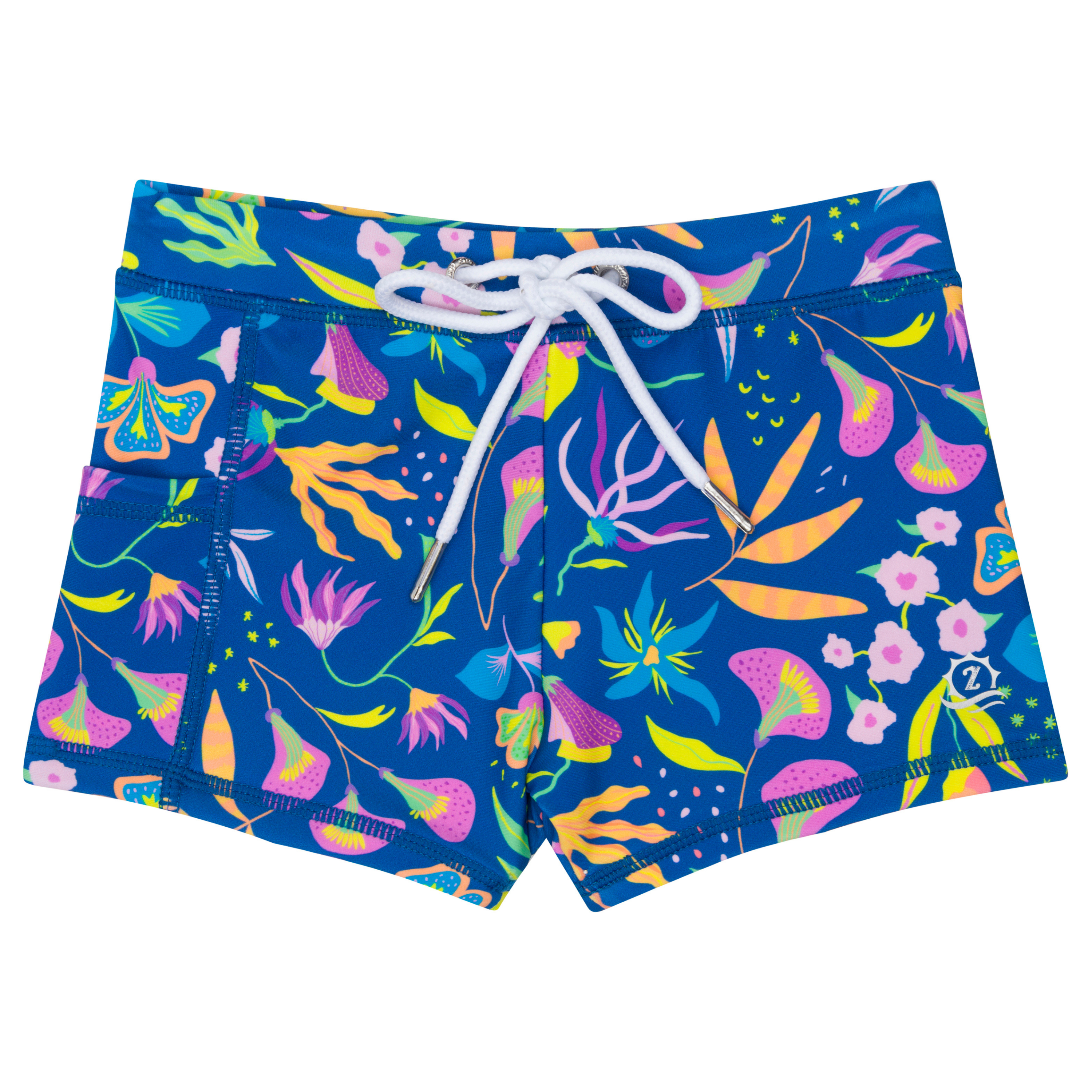 Kids Euro Swim Shorties | "Tropadelic"-6-12 Month-Tropadelic-SwimZip UPF 50+ Sun Protective Swimwear & UV Zipper Rash Guards-pos1