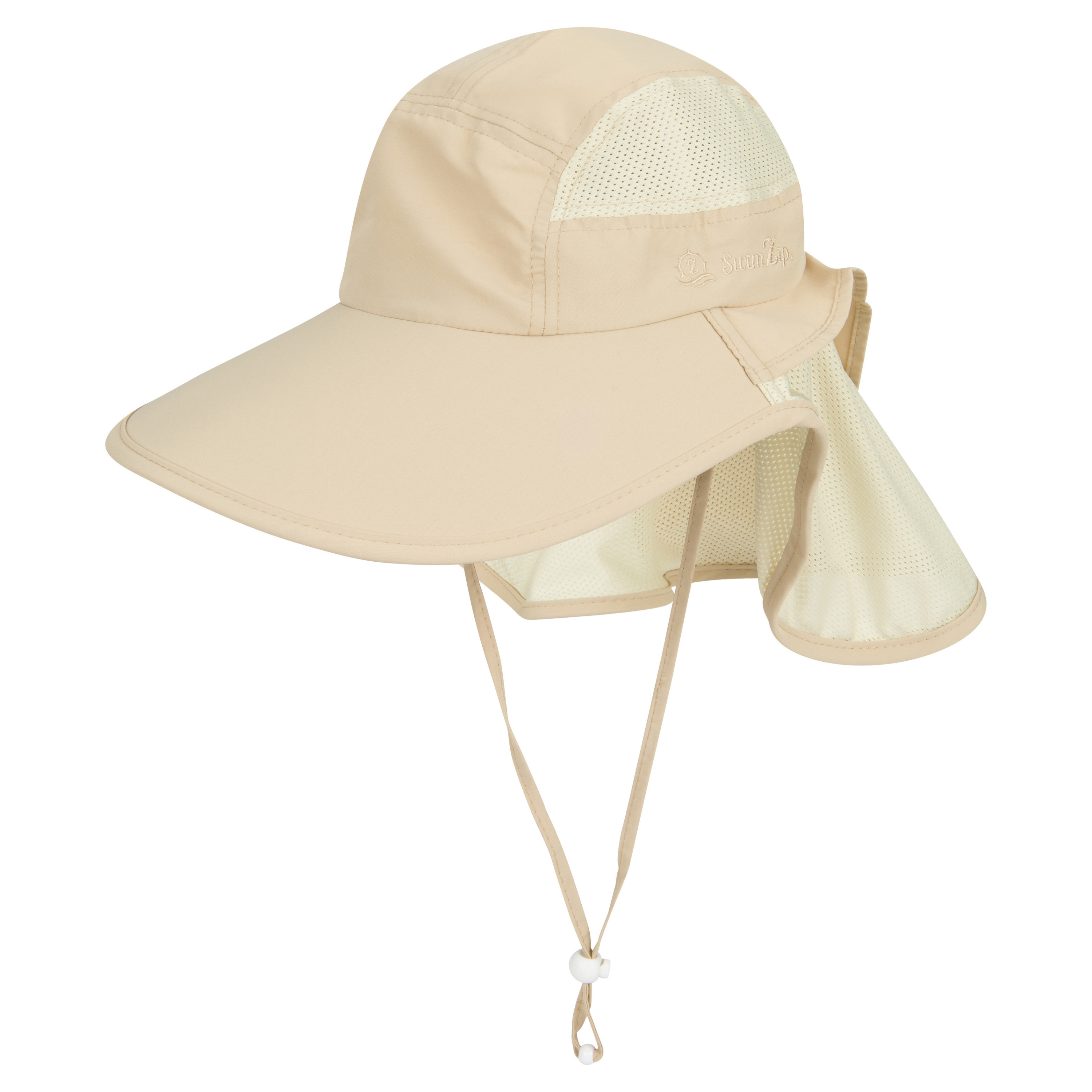 Adult Wide Brim + Flap Neck Sun Protective Adventure Hat | Beige-Adult-Beige-SwimZip UPF 50+ Sun Protective Swimwear & UV Zipper Rash Guards-pos1
