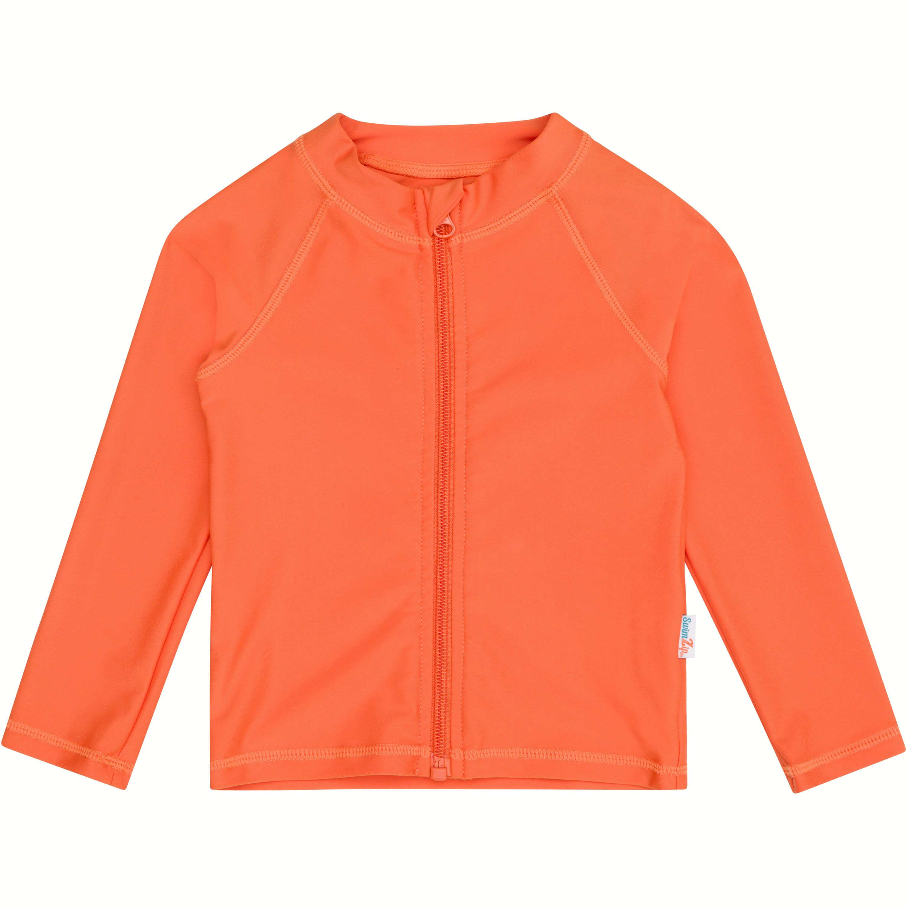 Kids UPF 50+ Long Sleeve Zipper Rash Guard Swim Shirt | "Desert Orange"-6-12 Month-Desert Orange-SwimZip UPF 50+ Sun Protective Swimwear & UV Zipper Rash Guards-pos1