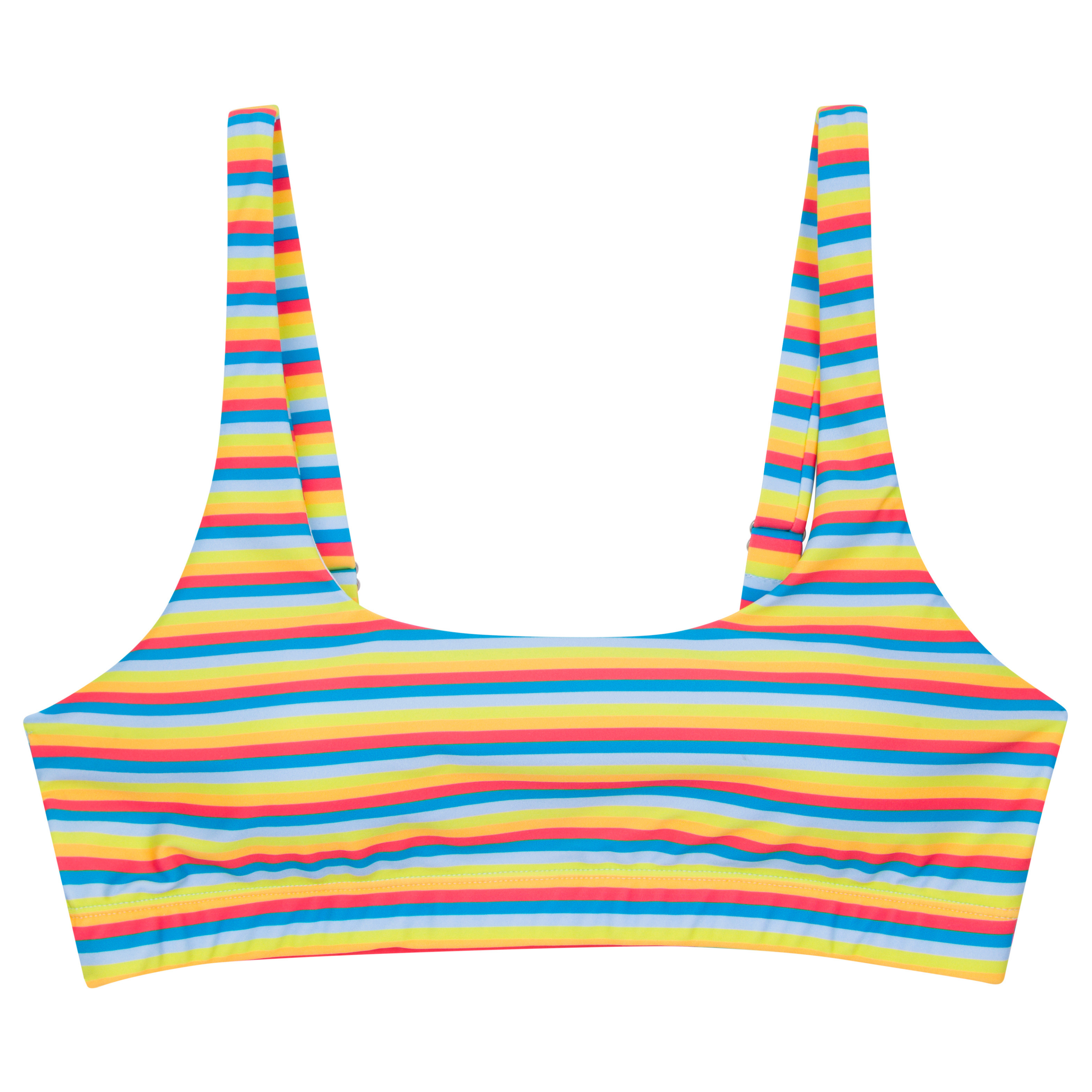 Women's Scoop Neck Bikini Top | "Sunny Stripe"-XS-Sunny Stripe-SwimZip UPF 50+ Sun Protective Swimwear & UV Zipper Rash Guards-pos1