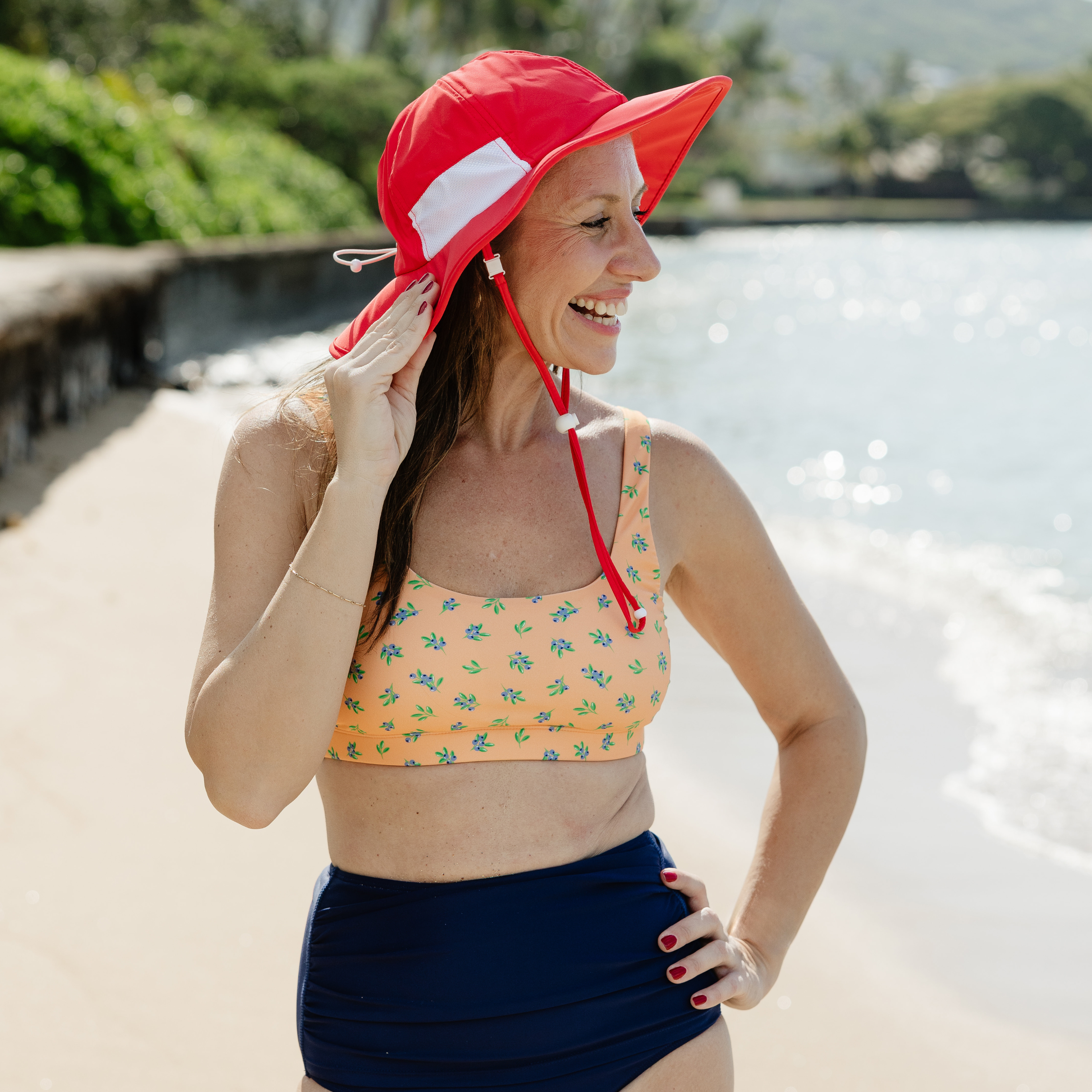 Adult Wide Brim Sun Hat | Red-SwimZip UPF 50+ Sun Protective Swimwear & UV Zipper Rash Guards-pos3