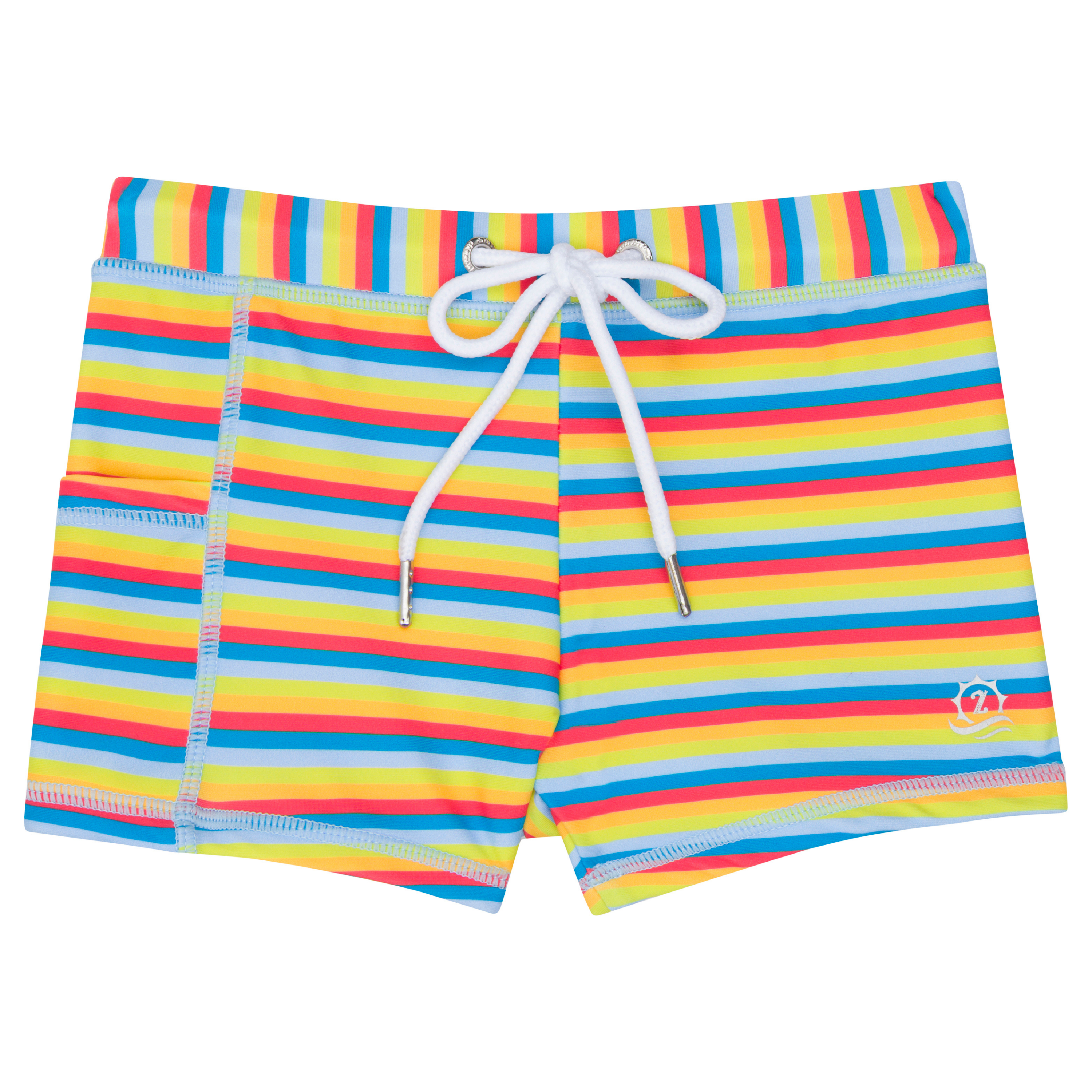 Kids Euro Swim Shorties | "Sunny Stripe"-6-12 Month-Sunny Stripe-SwimZip UPF 50+ Sun Protective Swimwear & UV Zipper Rash Guards-pos1
