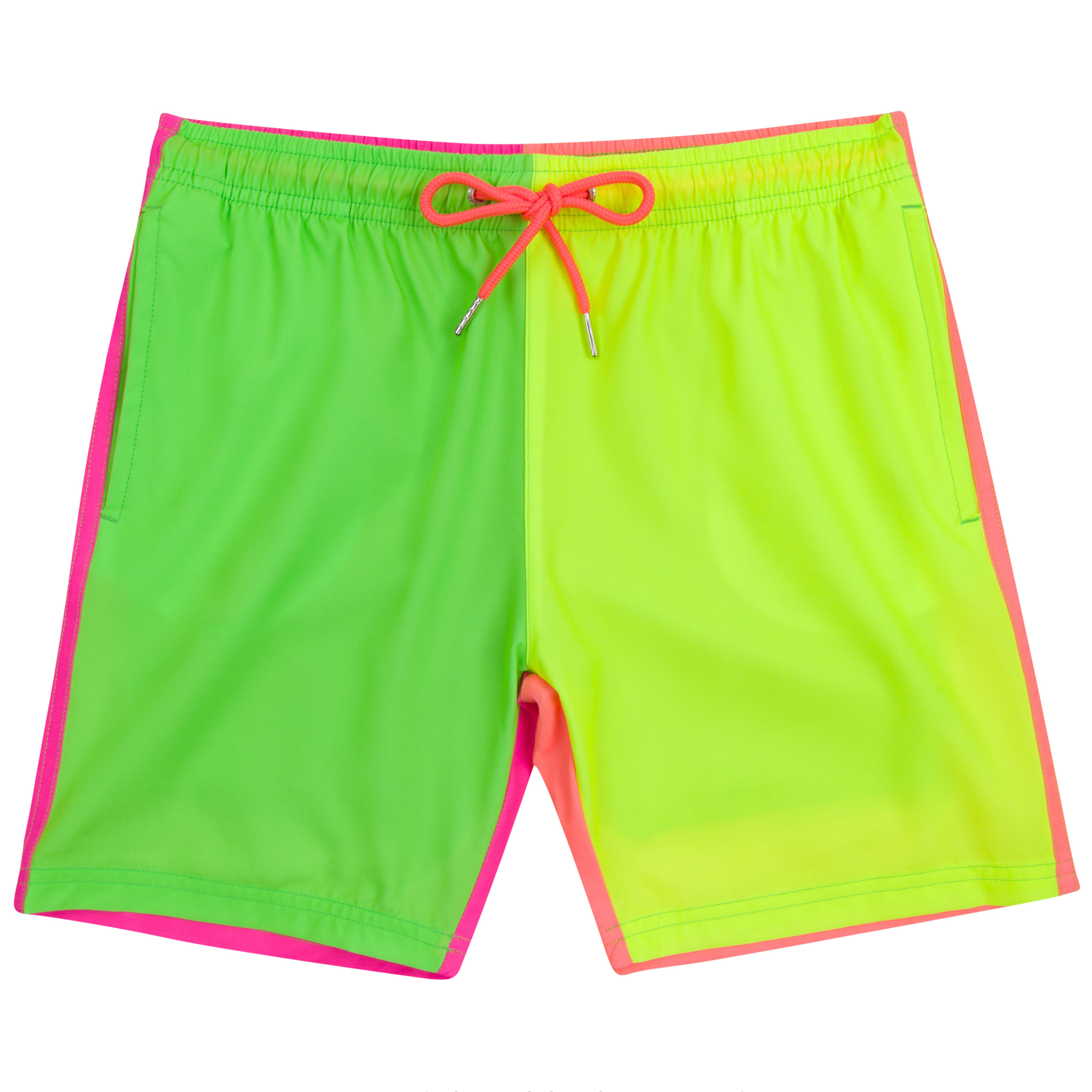 Boys Swim Trunks Boxer Brief Liner (sizes 6-14) | “Neon Sunrise"-6-8-Neon Sunrise-SwimZip UPF 50+ Sun Protective Swimwear & UV Zipper Rash Guards-pos1