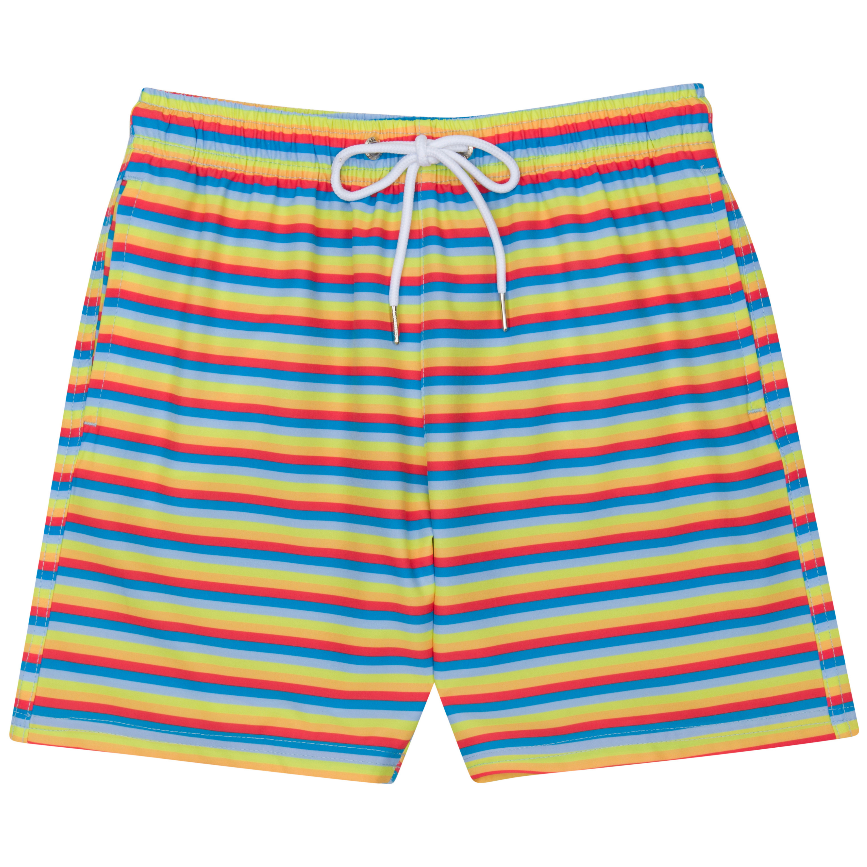 Boys Swim Trunks Boxer Brief Liner (sizes 6-14) | “Sunny Stripe"-6-8-Sunny Stripe-SwimZip UPF 50+ Sun Protective Swimwear & UV Zipper Rash Guards-pos1