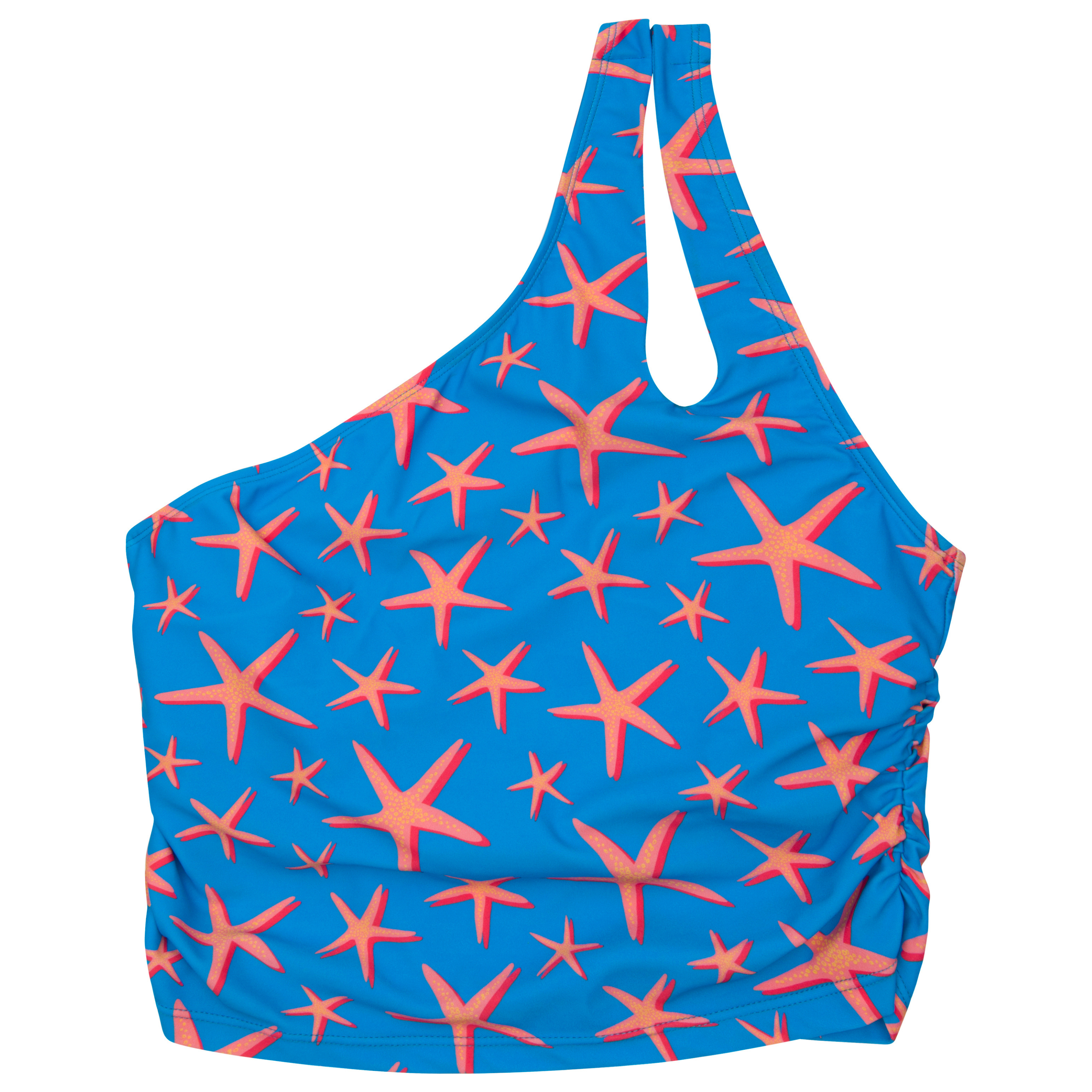 Women’s One Shoulder Crop Tankini Top | “Starfish”-XS-Starfish-SwimZip UPF 50+ Sun Protective Swimwear & UV Zipper Rash Guards-pos1
