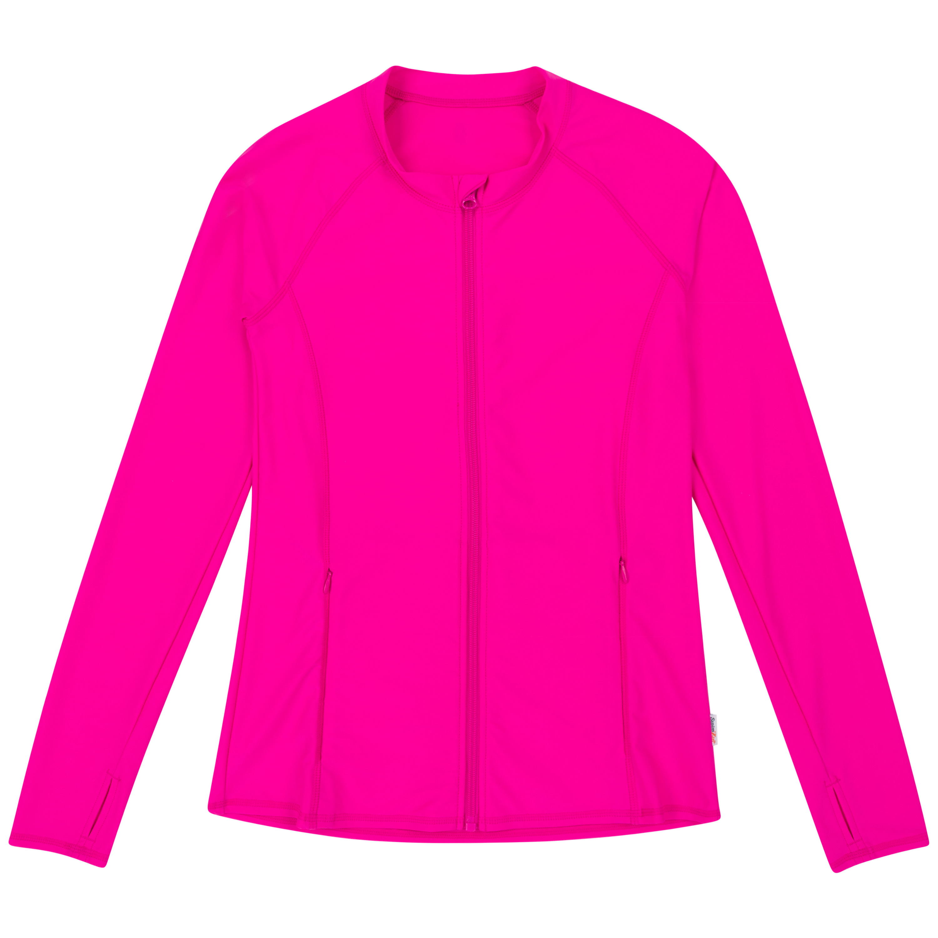Women's Long Sleeve Rash Guard with Pockets | "Manic Magenta"-XS-Manic Magenta-SwimZip UPF 50+ Sun Protective Swimwear & UV Zipper Rash Guards-pos1