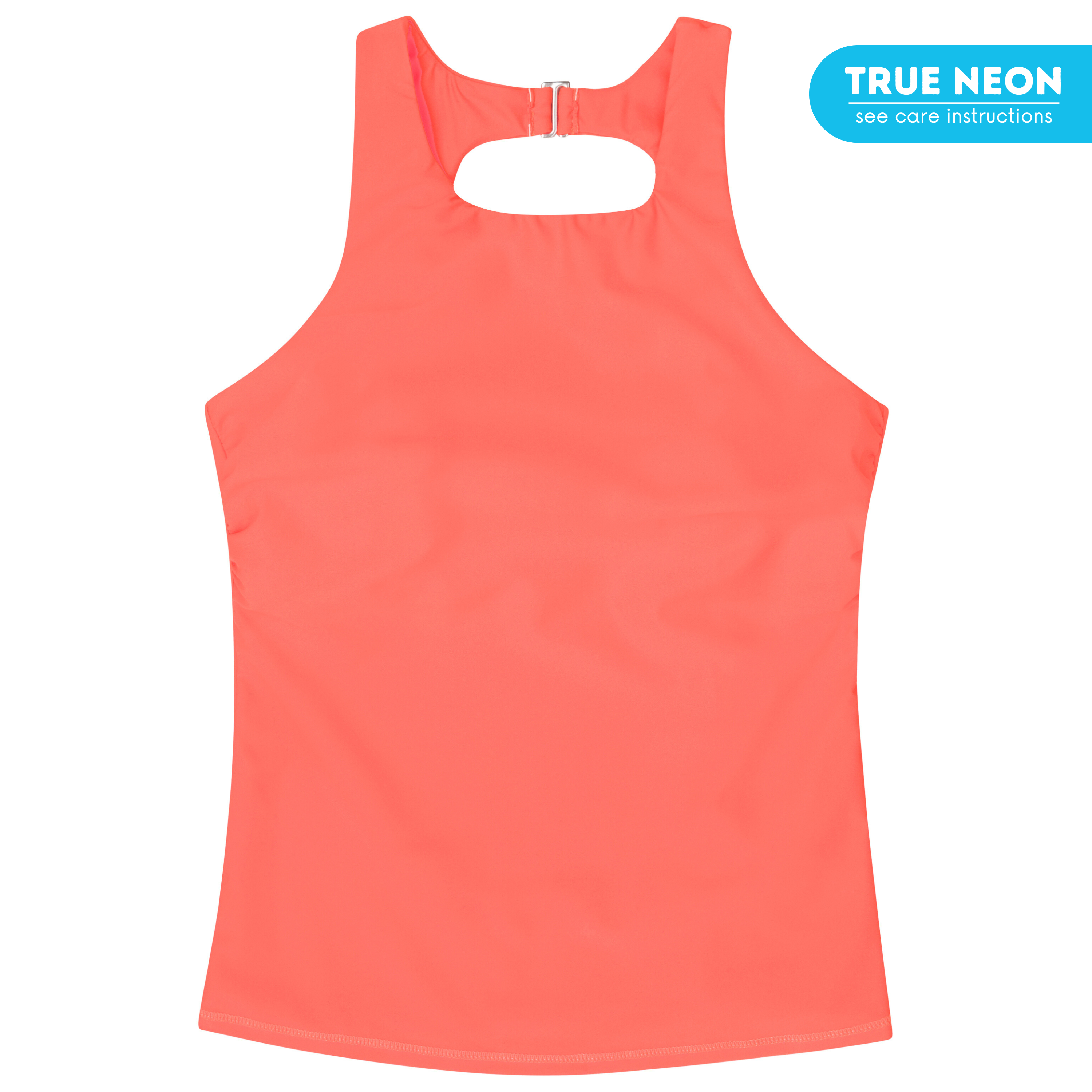 Women’s High Neck Fitted Tankini Top | “Neon Orange"-XS-Neon Orange-SwimZip UPF 50+ Sun Protective Swimwear & UV Zipper Rash Guards-pos1