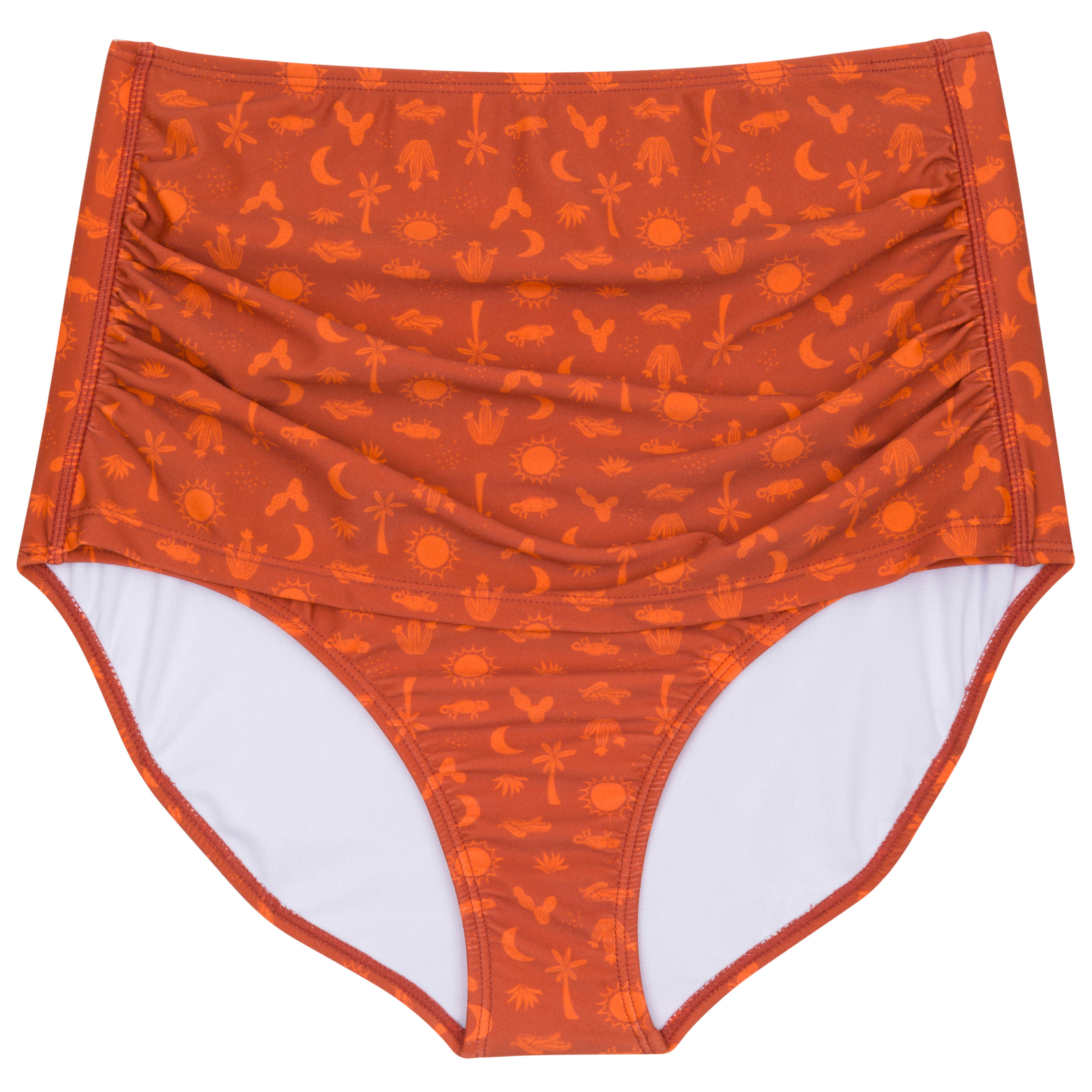 Women's High Waist Bikini Bottoms Ruched | "Desert"-XS-Desert-SwimZip UPF 50+ Sun Protective Swimwear & UV Zipper Rash Guards-pos1