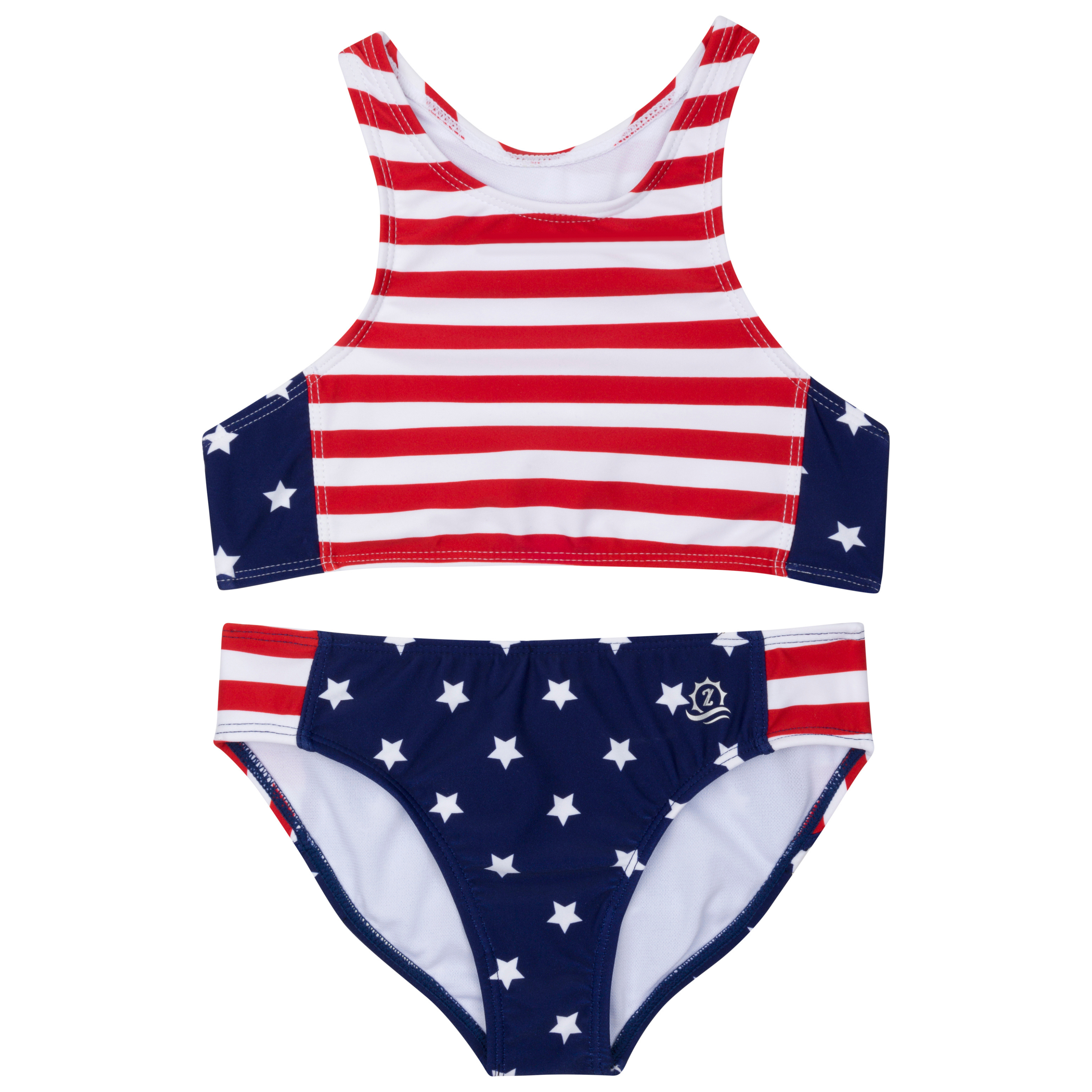 Girls Halter Top Bikini Set (2 Piece) | "Americana"-2T-Americana-SwimZip UPF 50+ Sun Protective Swimwear & UV Zipper Rash Guards-pos1