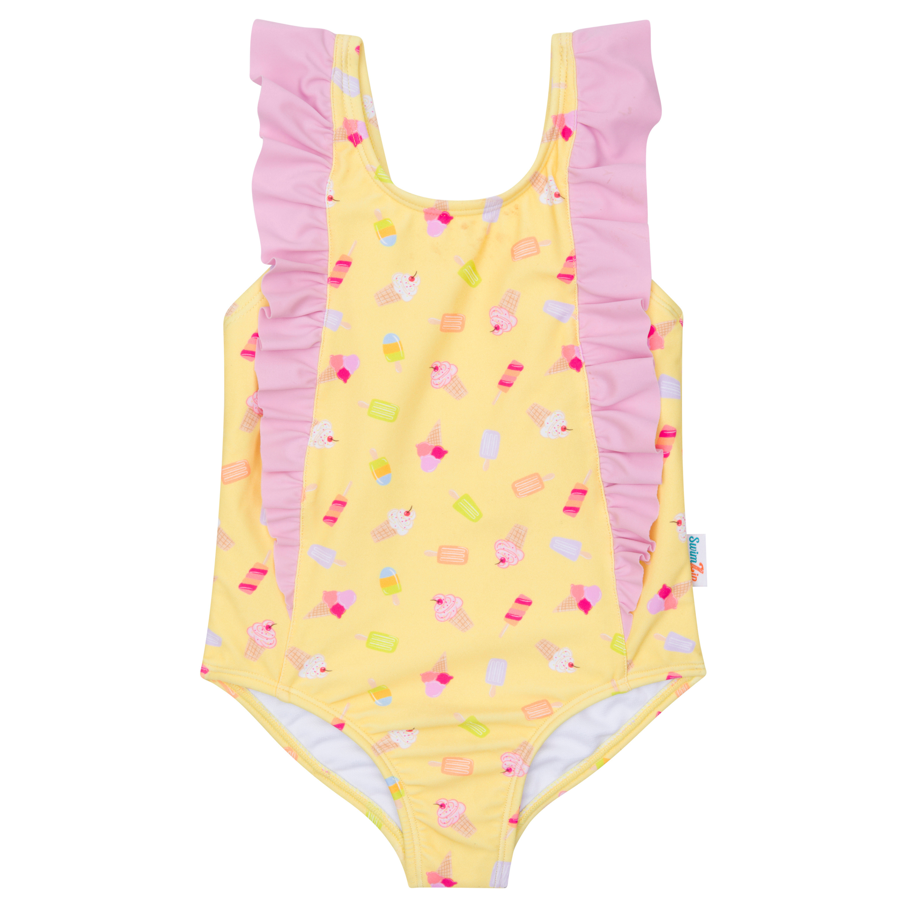 Girls Ruffle One-Piece Swimsuit | "Too Sweet" Sweetie-6-12 Month-Sweetie-SwimZip UPF 50+ Sun Protective Swimwear & UV Zipper Rash Guards-pos1