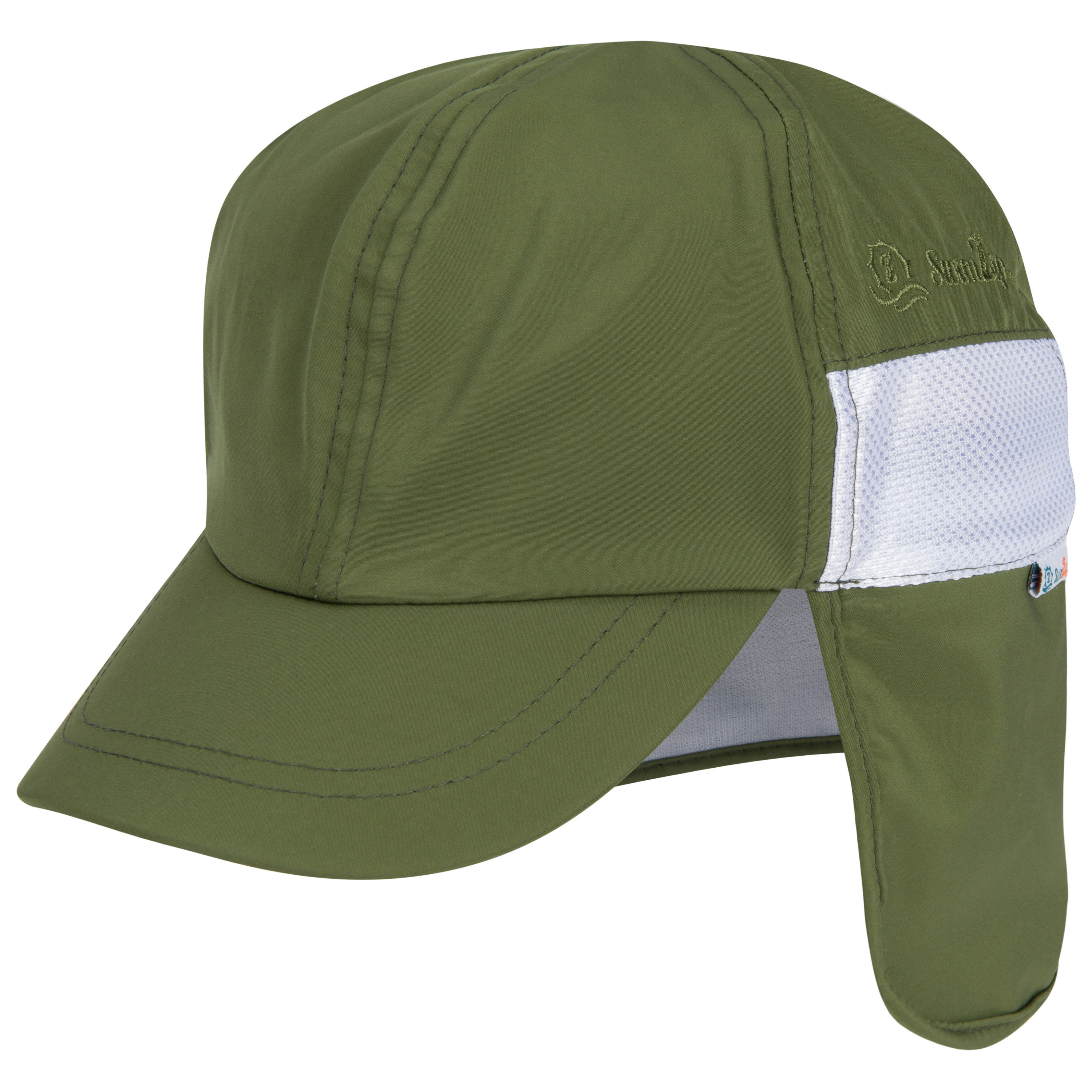 Kids Flap Hat | Olive-0-6 Month-Olive-SwimZip UPF 50+ Sun Protective Swimwear & UV Zipper Rash Guards-pos1
