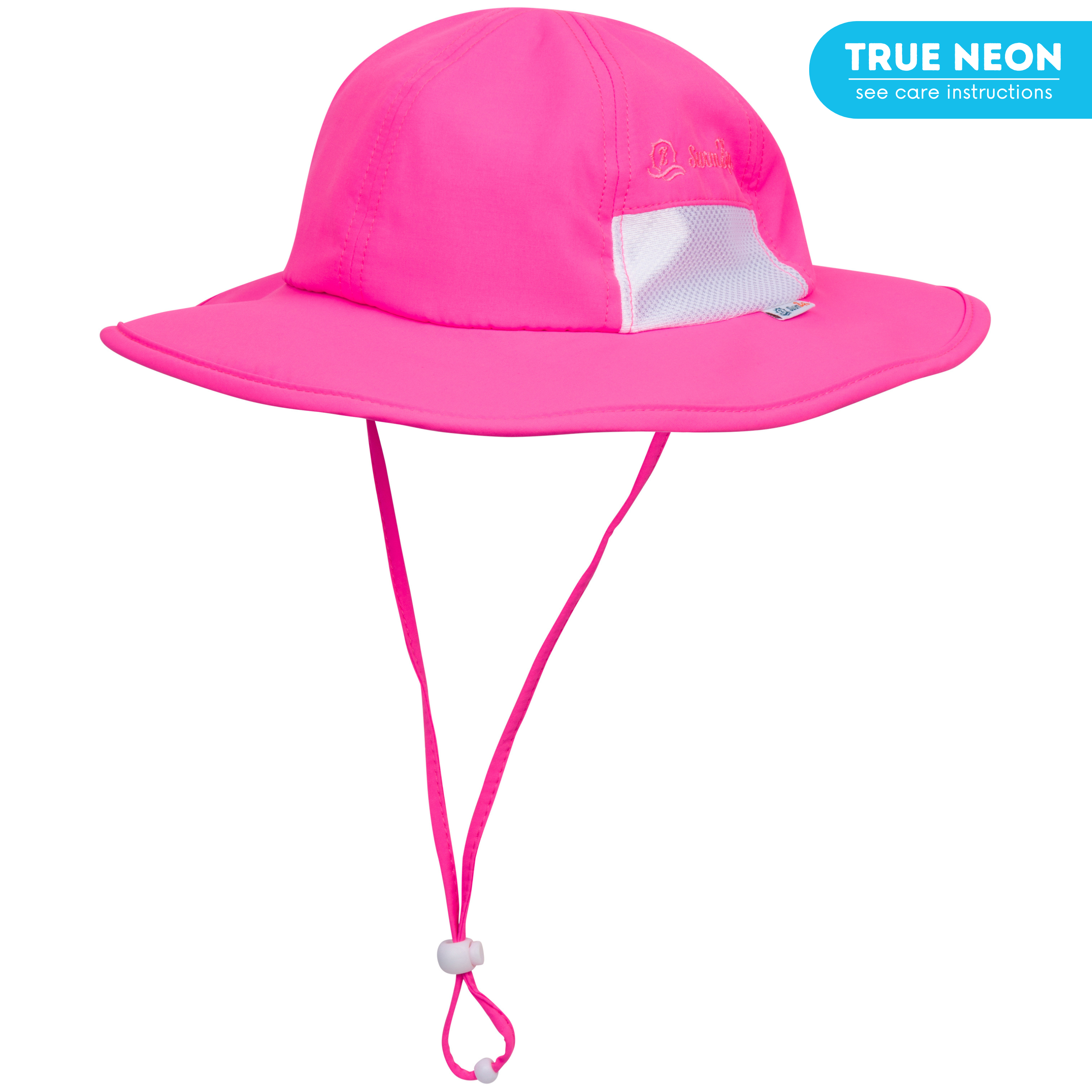Kids Wide Brim Sun Hat "Fun Sun Day Play Hat" - Neon Shocking Pink-0-6 Month-Neon Shocking Pink-SwimZip UPF 50+ Sun Protective Swimwear & UV Zipper Rash Guards-pos1