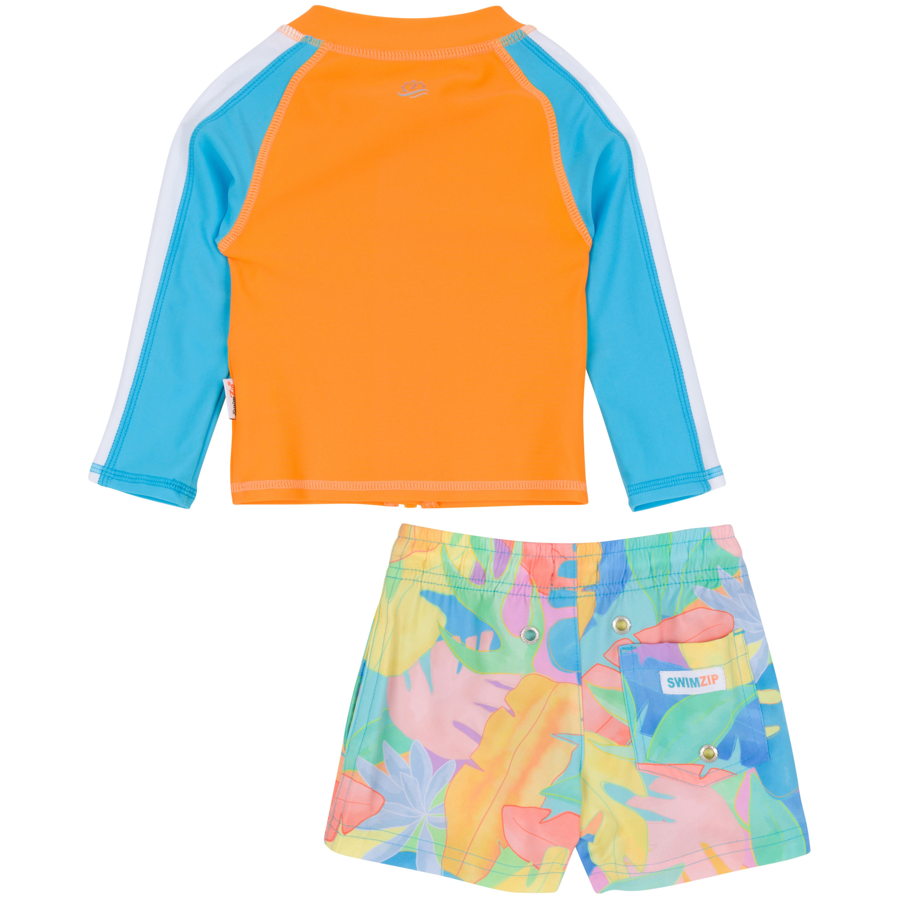 Boys Long Sleeve Zipper Rash Guard and Swim Trunk Set | "Vibrant Vacay"-SwimZip UPF 50+ Sun Protective Swimwear & UV Zipper Rash Guards-pos10