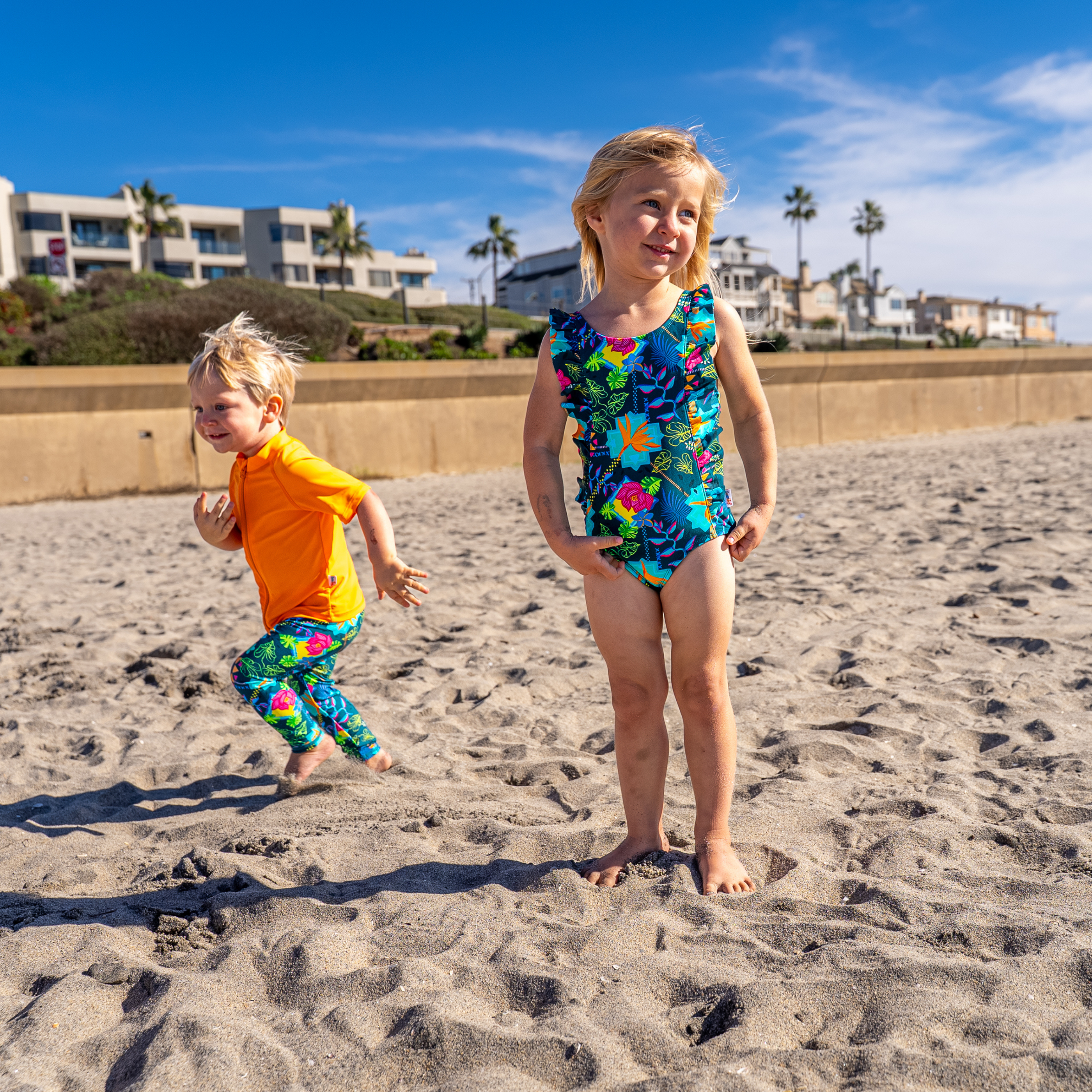 Kids Short Sleeve Zipper Rash Guard Swim Shirt | “Orange”-SwimZip UPF 50+ Sun Protective Swimwear & UV Zipper Rash Guards-pos7