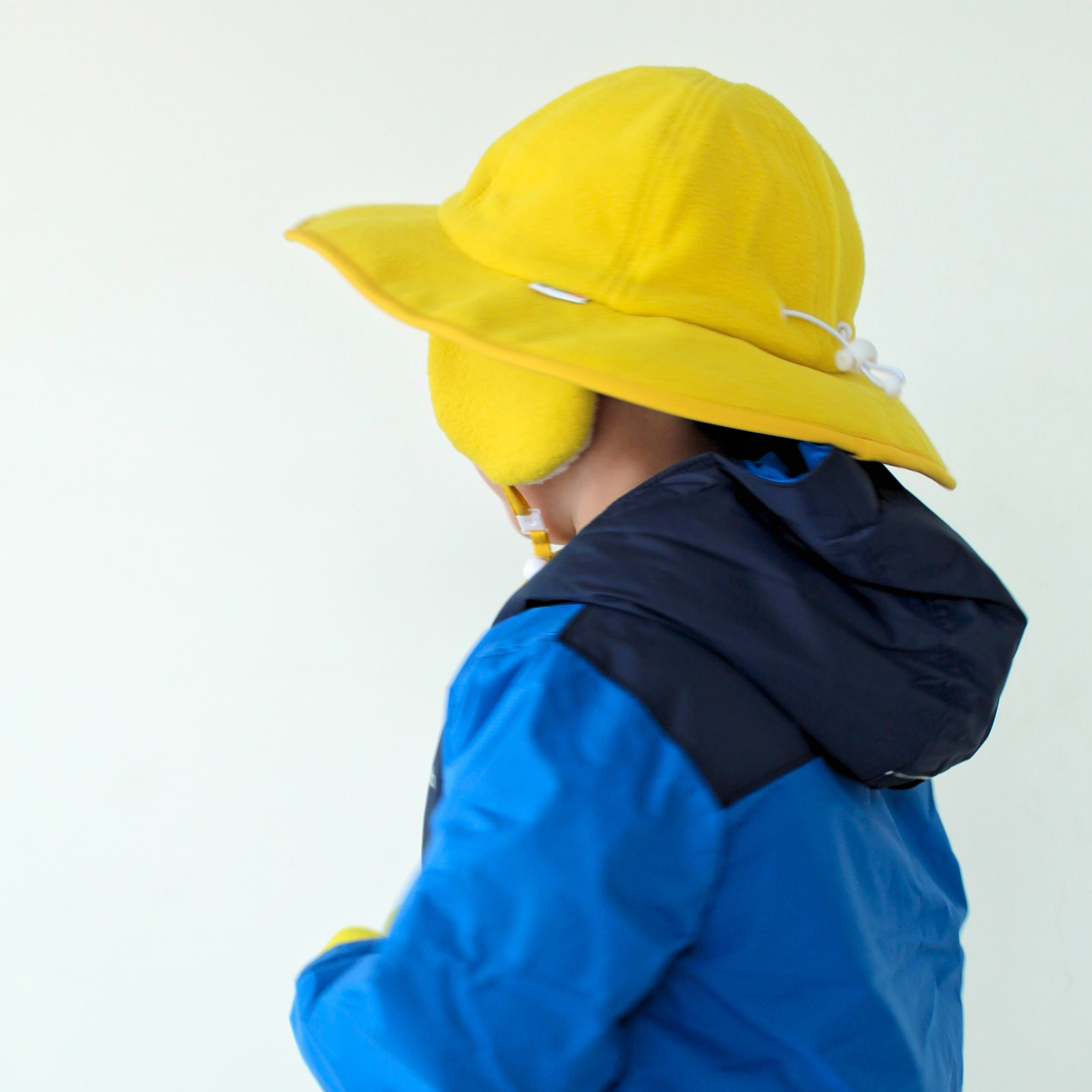 Kids Tundra Ear Flap Fleece Winter Wide Brim Sun Hat - Radiant Yellow-SwimZip UPF 50+ Sun Protective Swimwear & UV Zipper Rash Guards-pos6