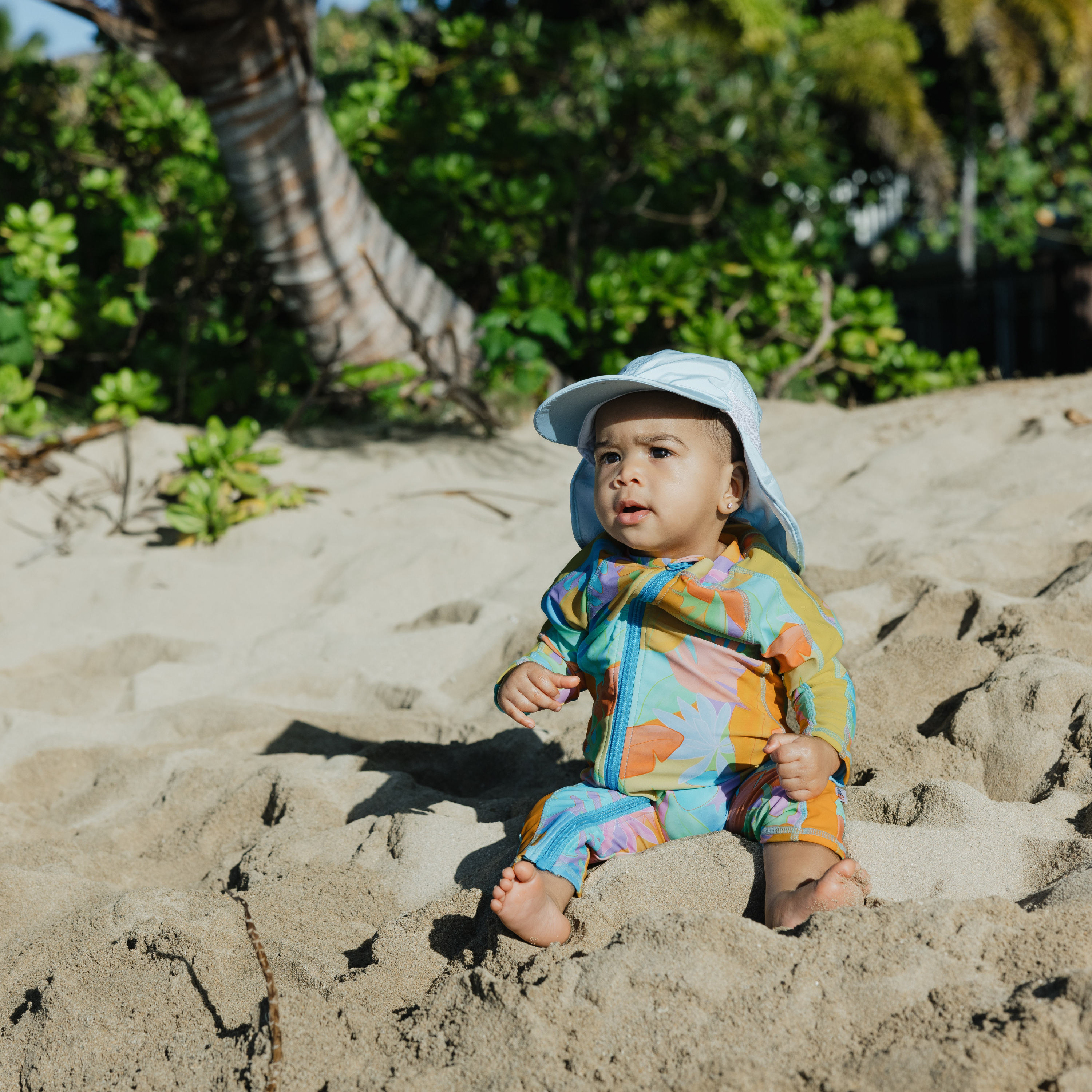 Sunsuit - Long Sleeve Romper Swimsuit | "Vibrant Vacay"-SwimZip UPF 50+ Sun Protective Swimwear & UV Zipper Rash Guards-pos6