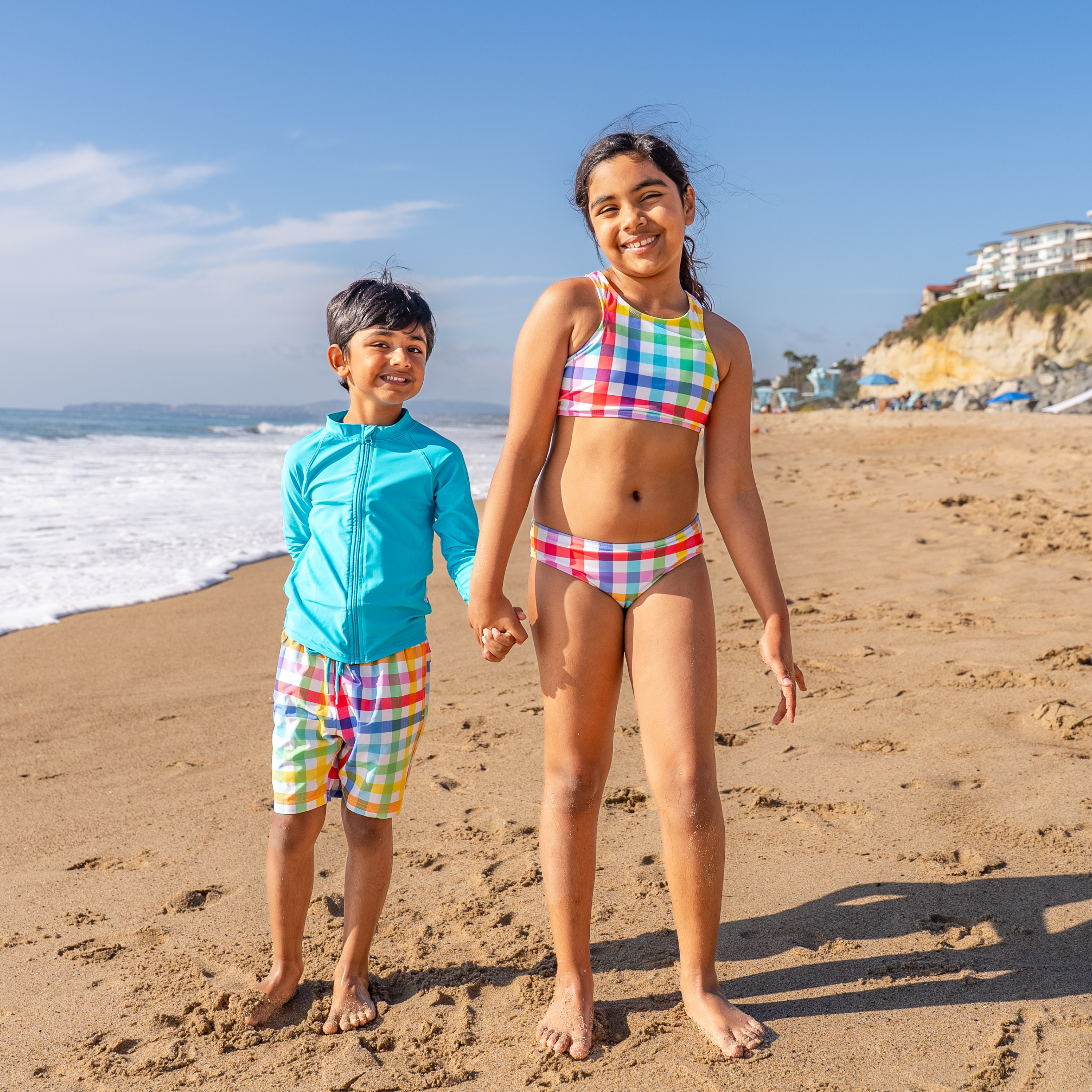 Kids UPF 50+ Long Sleeve Zipper Rash Guard Swim Shirt | "Scuba Blue"-SwimZip UPF 50+ Sun Protective Swimwear & UV Zipper Rash Guards-pos14