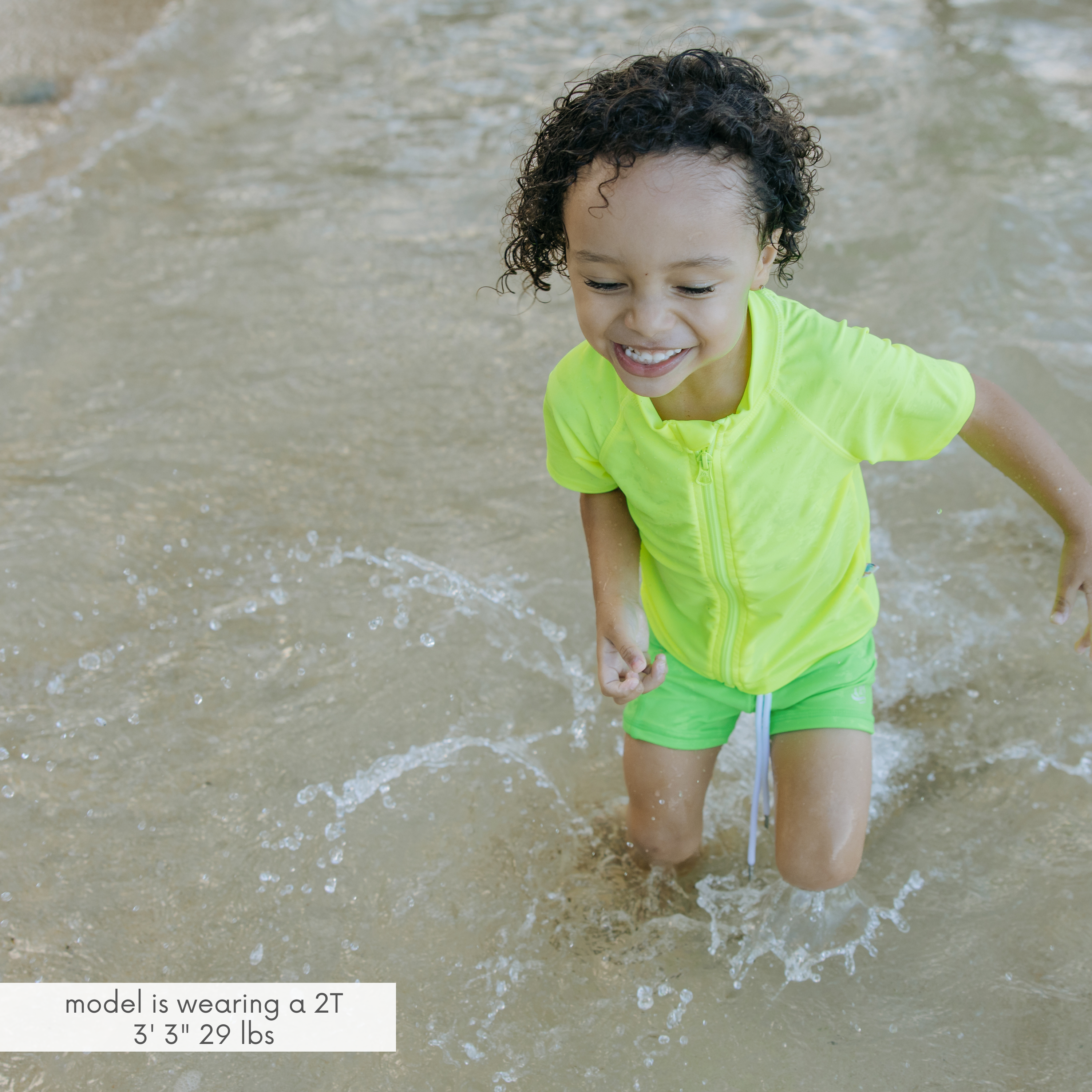 Kids Short Sleeve Zipper Rash Guard Swim Shirt | “Neon Yellow”-SwimZip UPF 50+ Sun Protective Swimwear & UV Zipper Rash Guards-pos2