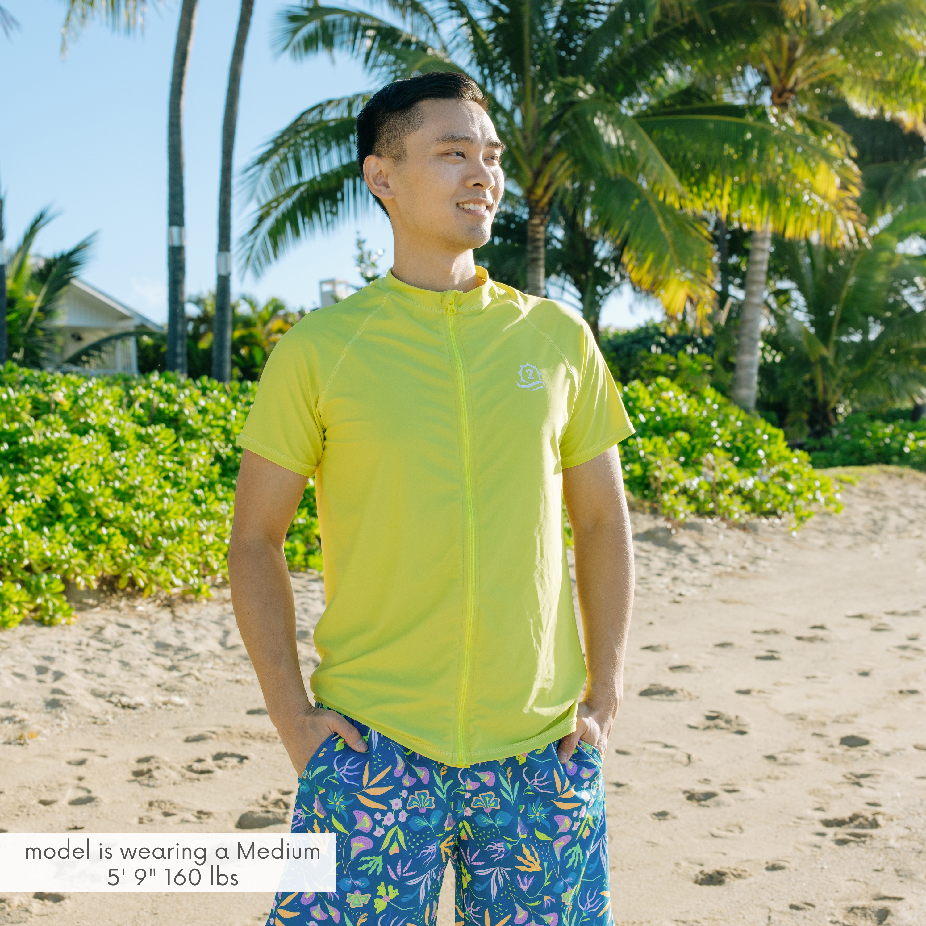 Men's Short Sleeve Rash Guard | “Sulphur Yellow”-SwimZip UPF 50+ Sun Protective Swimwear & UV Zipper Rash Guards-pos3