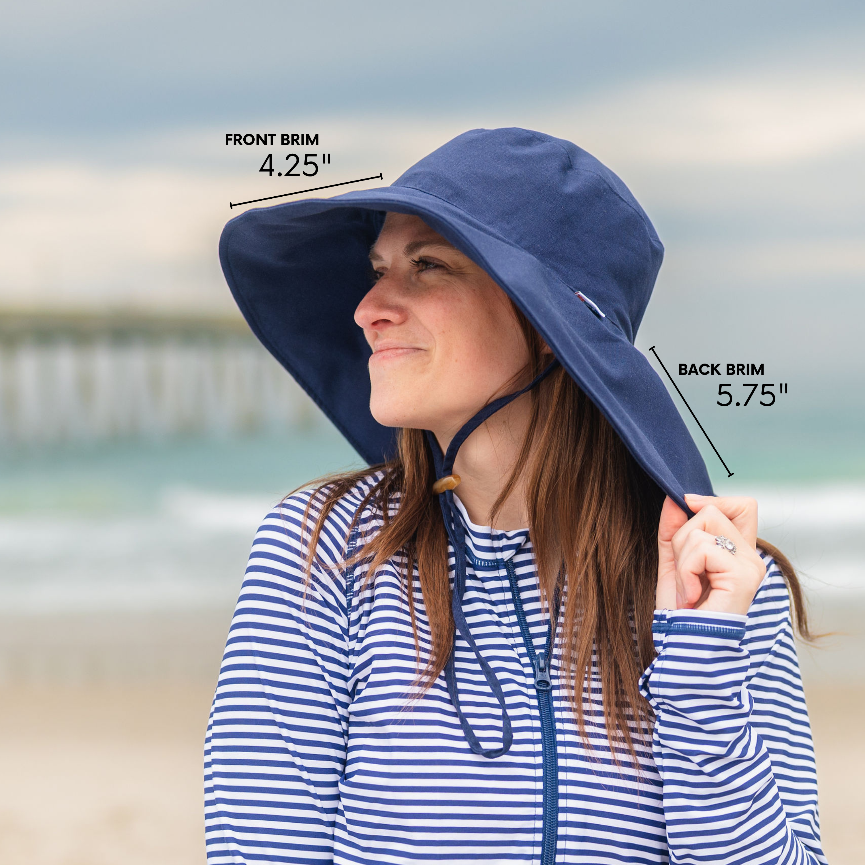 Women's Ultra Wide Brim Sun Hat | Navy-SwimZip UPF 50+ Sun Protective Swimwear & UV Zipper Rash Guards-pos3
