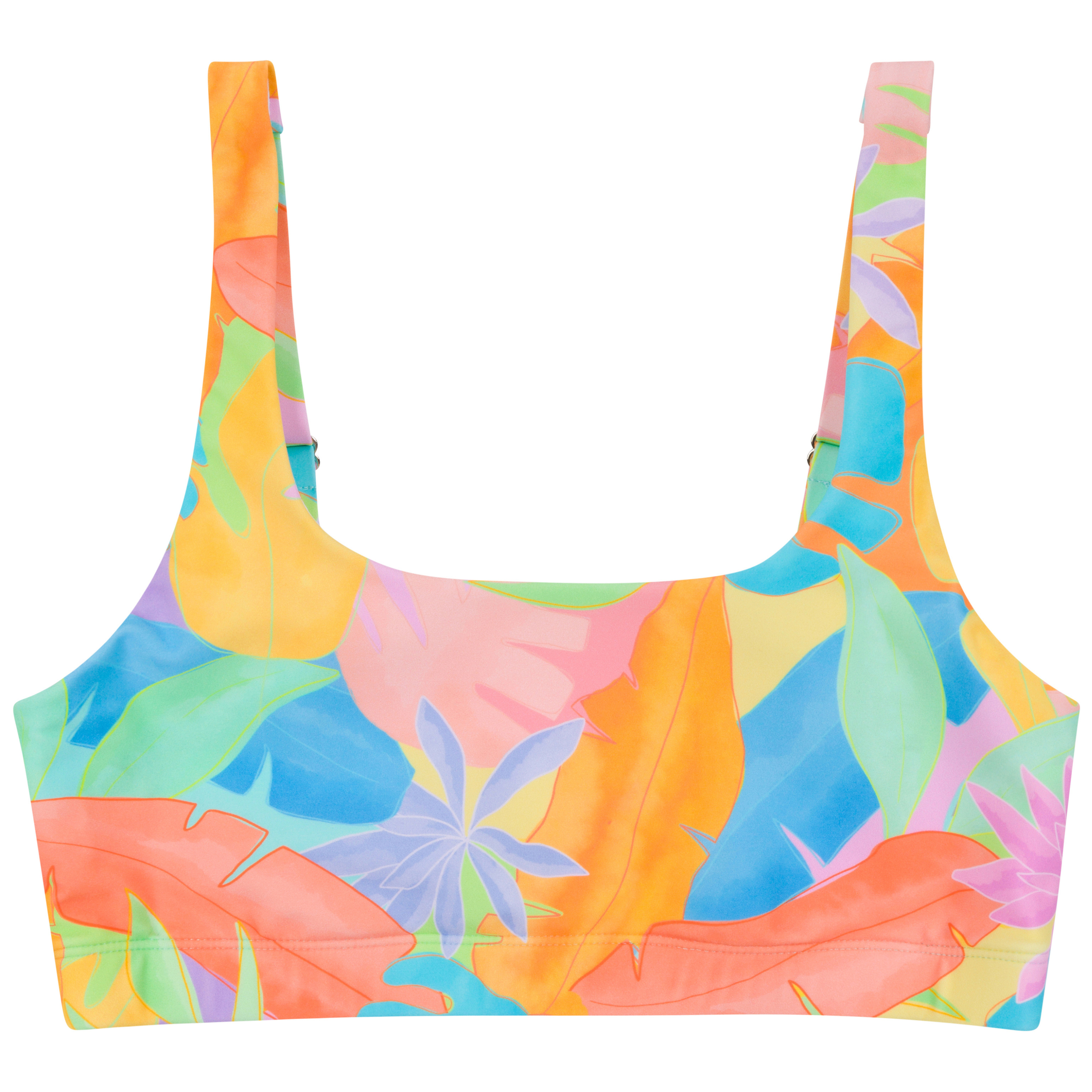 Women's Scoop Neck Bikini Top | "Vibrant Vacay"-XS-Vibrant Vacay-SwimZip UPF 50+ Sun Protective Swimwear & UV Zipper Rash Guards-pos1