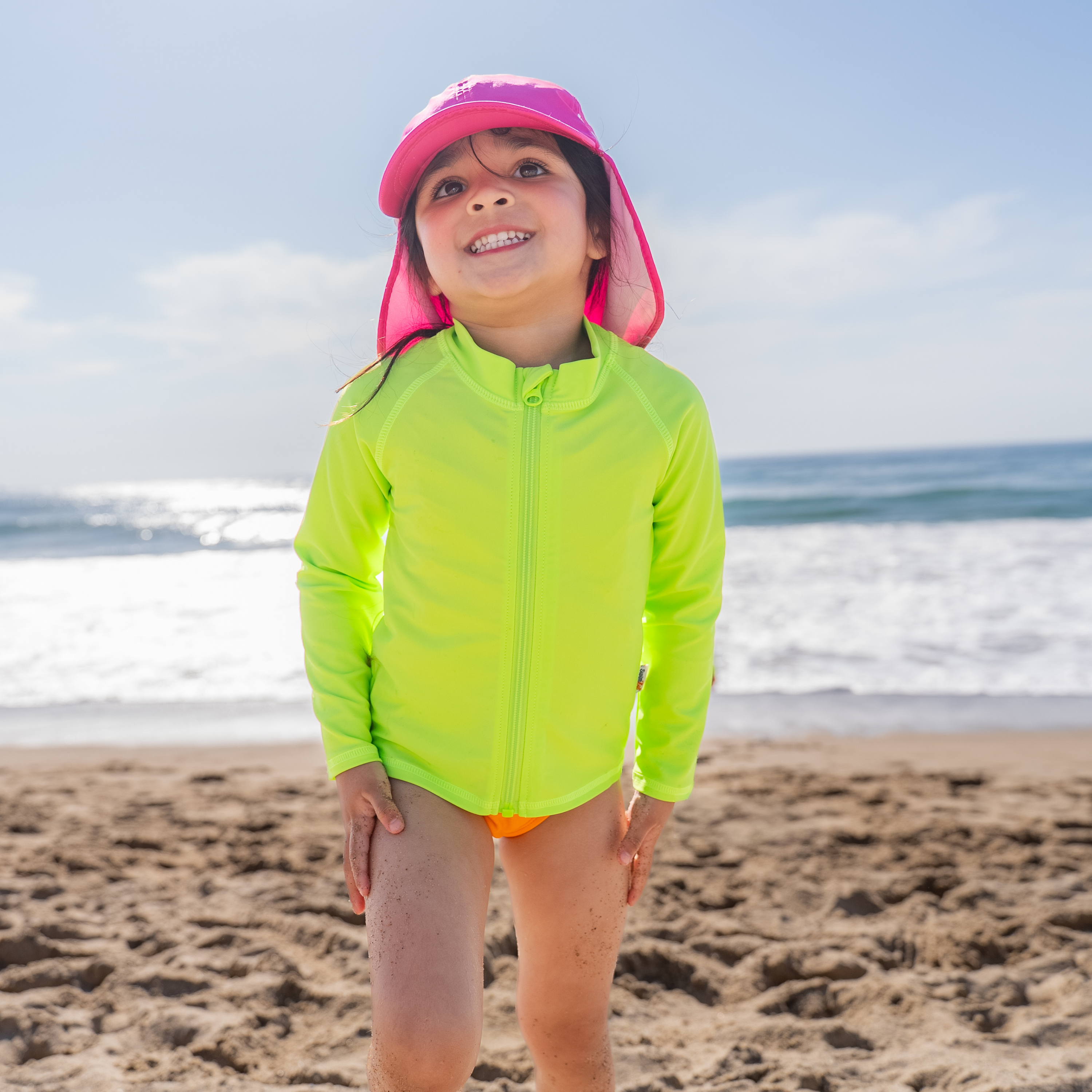 Kids Flap Hat | Manic Magenta-SwimZip UPF 50+ Sun Protective Swimwear & UV Zipper Rash Guards-pos6