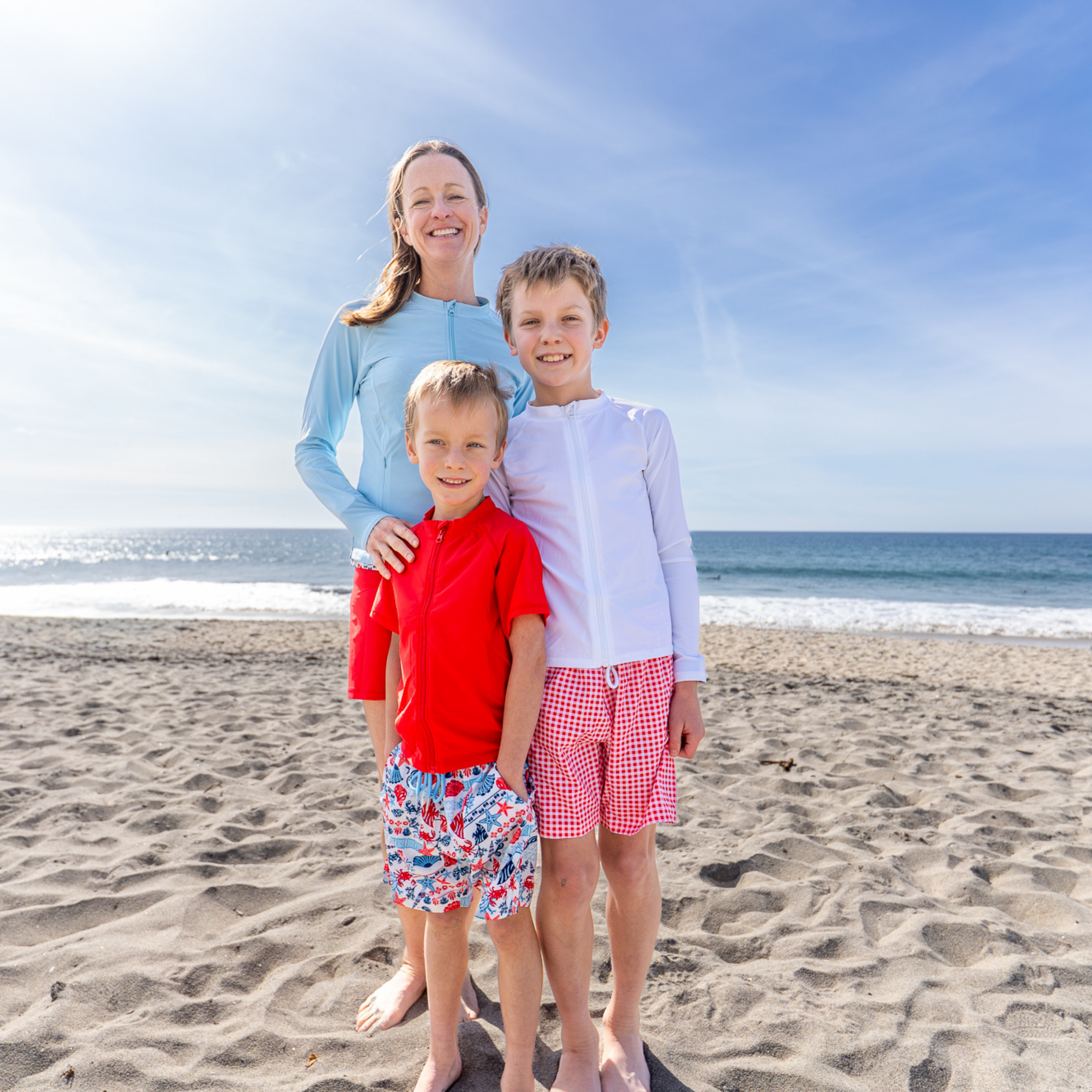 Kids Short Sleeve Zipper Rash Guard Swim Shirt | “Red”-SwimZip UPF 50+ Sun Protective Swimwear & UV Zipper Rash Guards-pos8