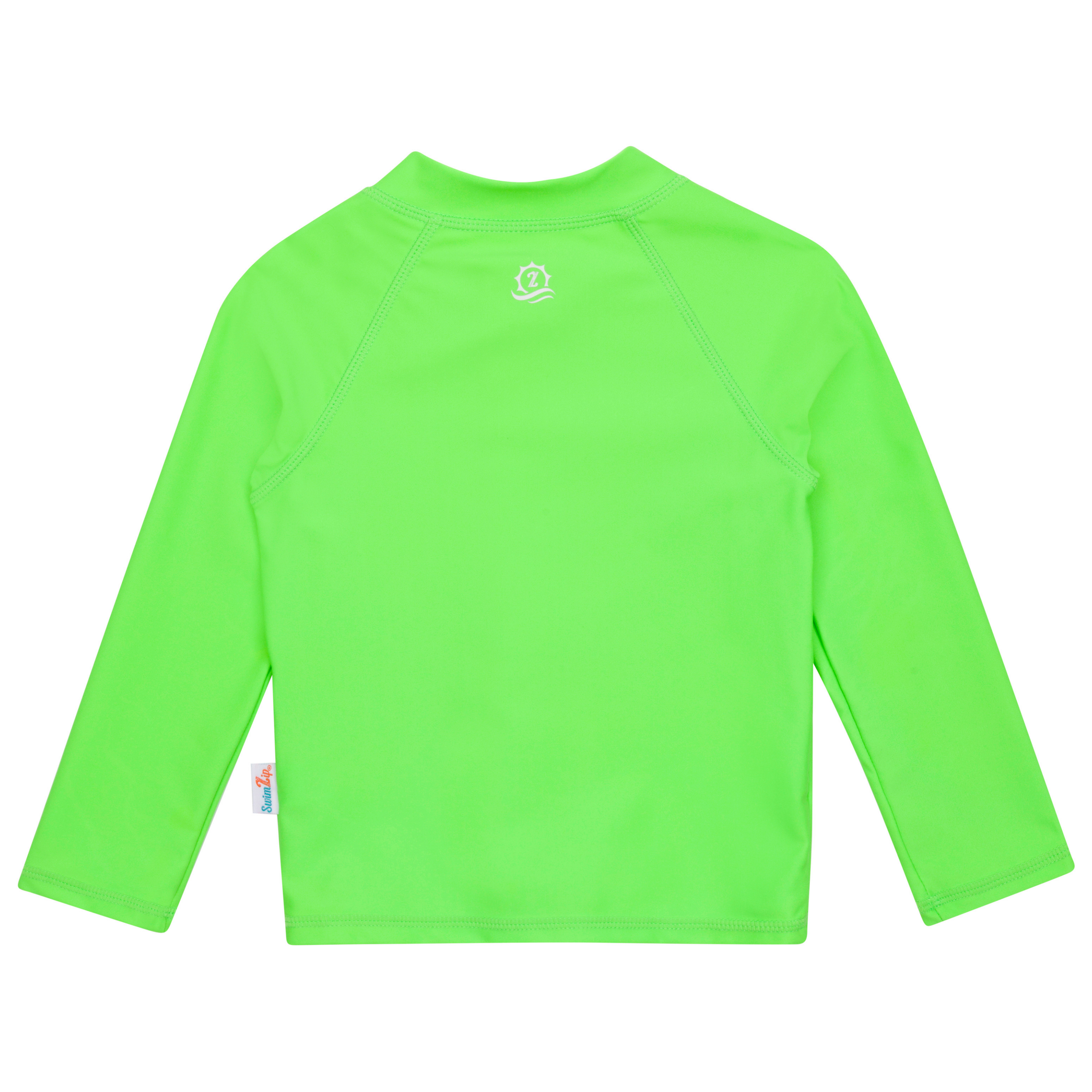 Kids UPF 50+ Long Sleeve Zipper Rash Guard Swim Shirt | "Neon Green"-SwimZip UPF 50+ Sun Protective Swimwear & UV Zipper Rash Guards-pos10