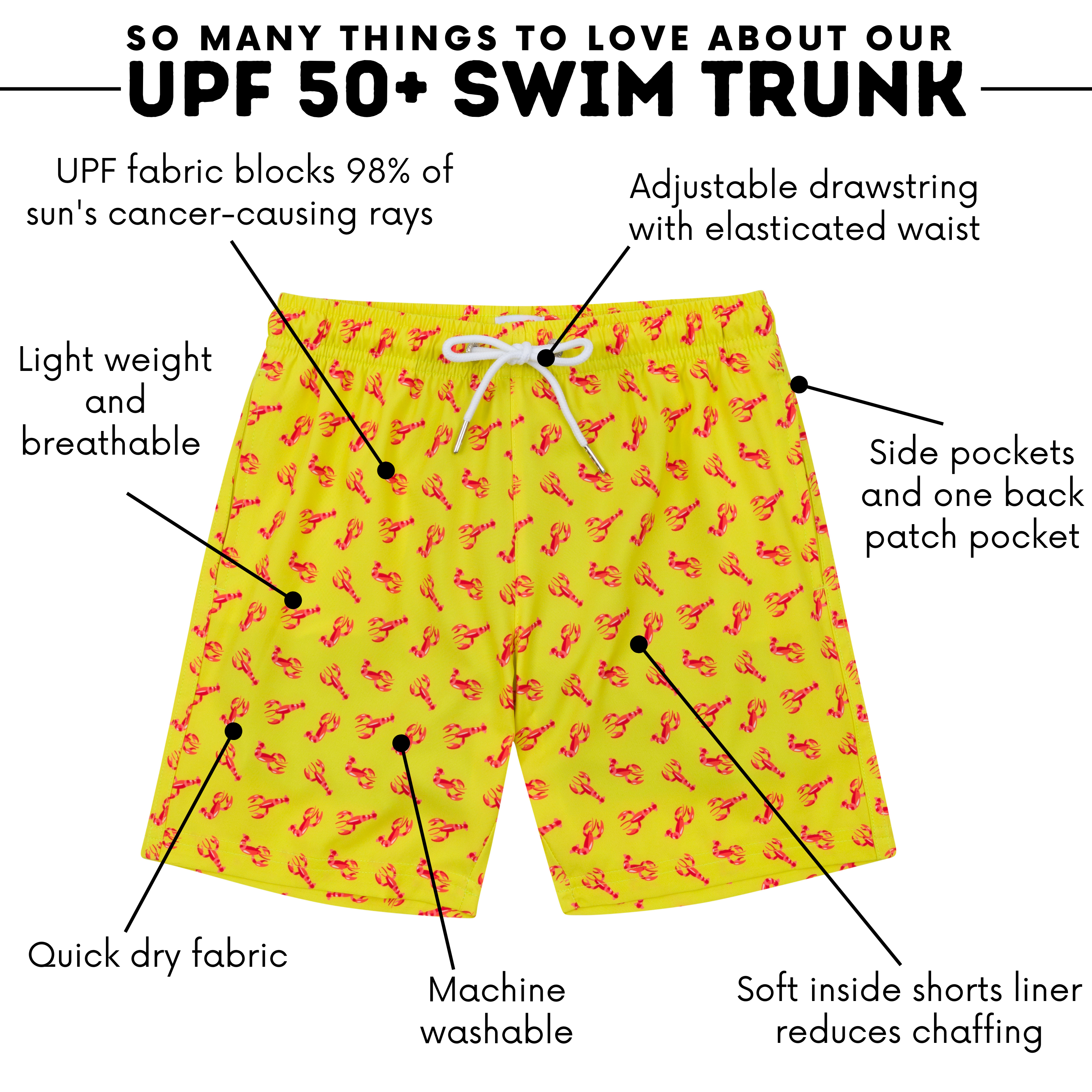 Boys Swim Trunks Boxer Brief Liner (sizes 6-14) | “Lobster"-SwimZip UPF 50+ Sun Protective Swimwear & UV Zipper Rash Guards-pos4