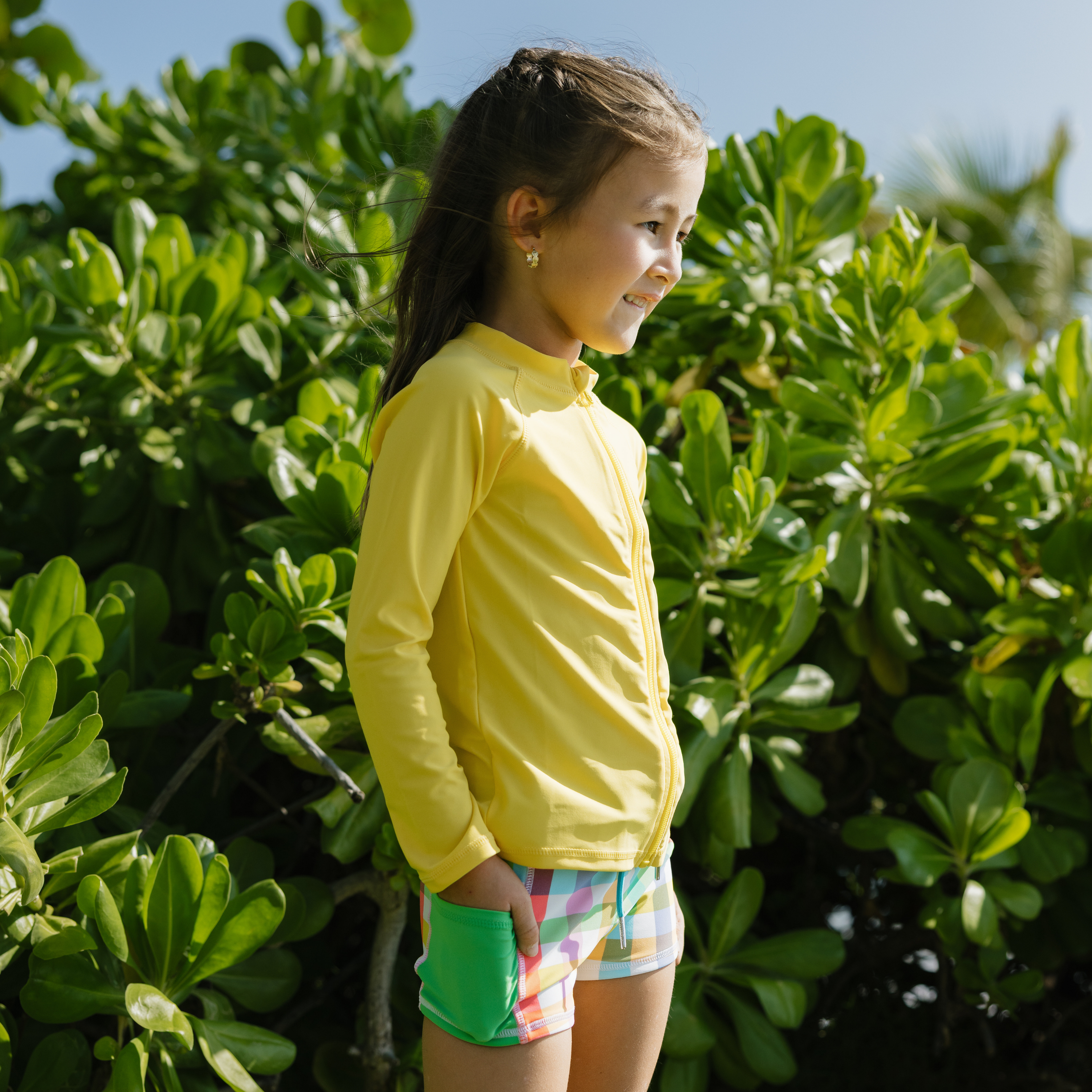 SwimZip Kid's Long Sleeve Rash Guard - UPF 50+ Sun Protection - Yellow