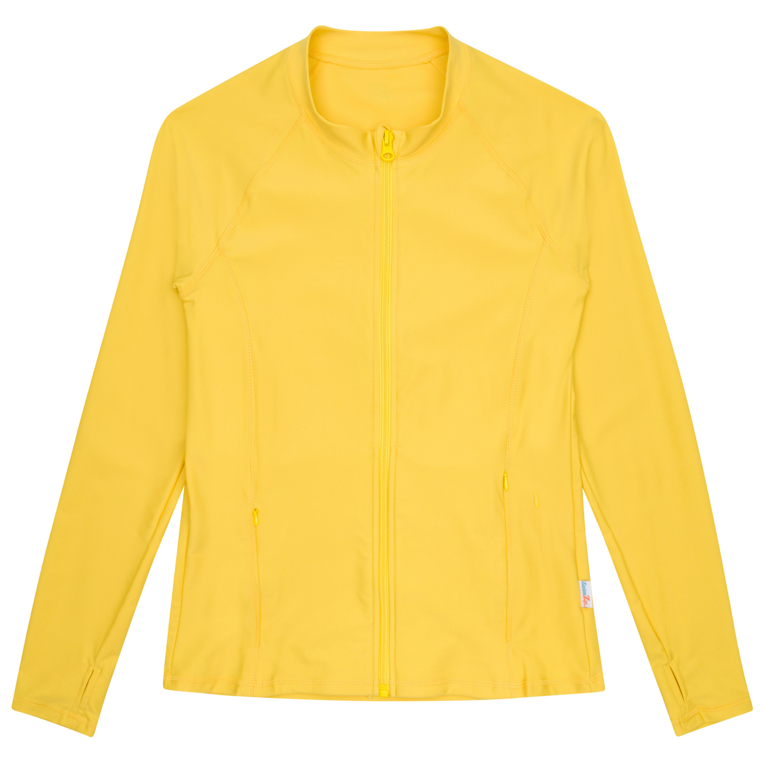 Women's Long Sleeve Rash Guard with Pockets | "Yellow"-XS-Yellow-SwimZip UPF 50+ Sun Protective Swimwear & UV Zipper Rash Guards-pos1