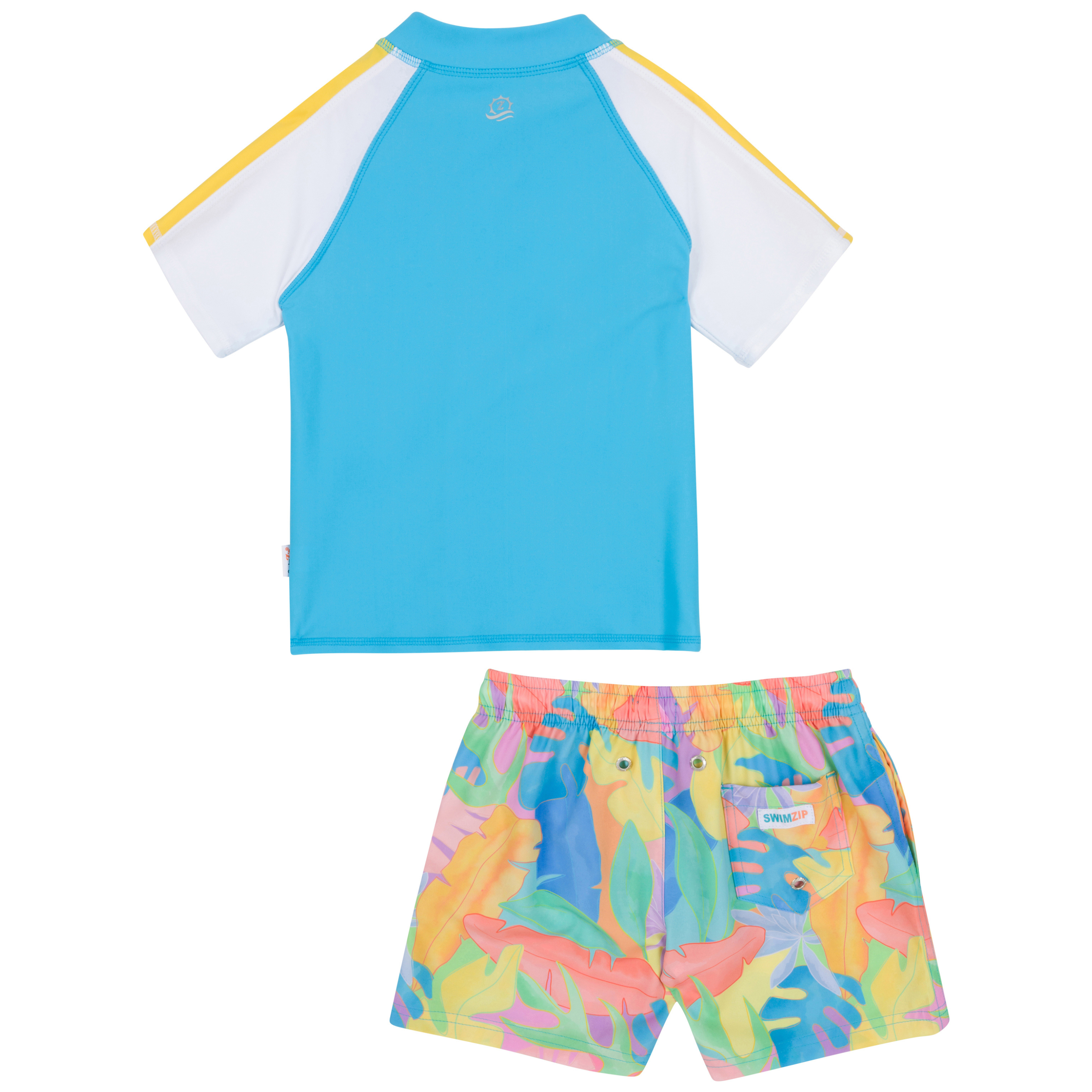 Boys Short Sleeve Zipper Rash Guard and Swim Trunk Set | "Vibrant Vacay"-SwimZip UPF 50+ Sun Protective Swimwear & UV Zipper Rash Guards-pos11