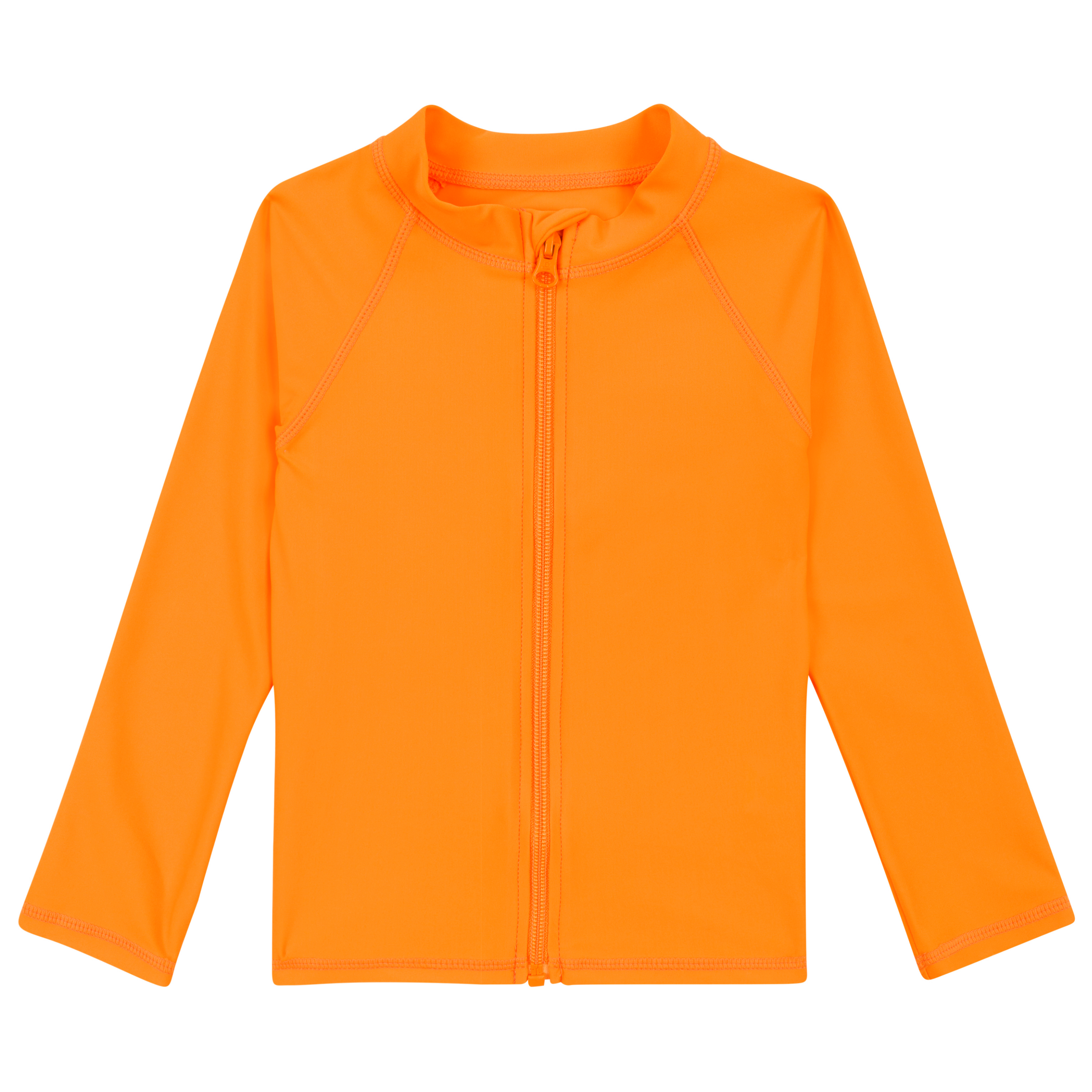 Kids UPF 50+ Long Sleeve Zipper Rash Guard Swim Shirt | "Orange"-SwimZip UPF 50+ Sun Protective Swimwear & UV Zipper Rash Guards-pos1