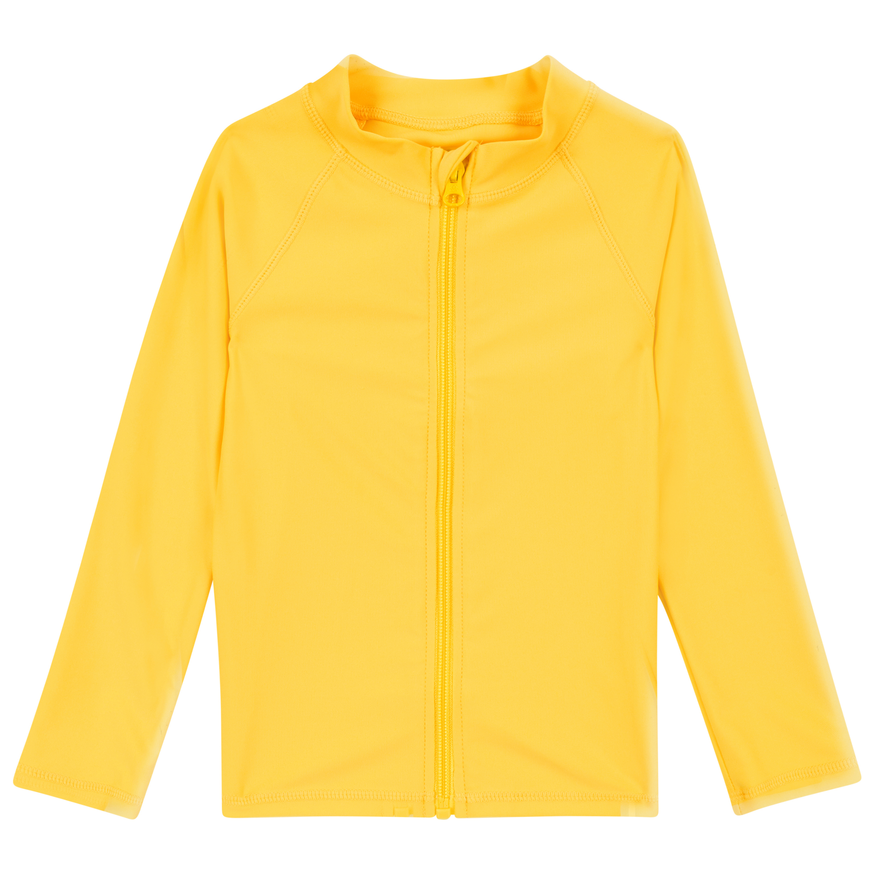 Kids UPF 50+ Long Sleeve Zipper Rash Guard Swim Shirt | "Yellow"-0-3 Month-Yellow-SwimZip UPF 50+ Sun Protective Swimwear & UV Zipper Rash Guards-pos1