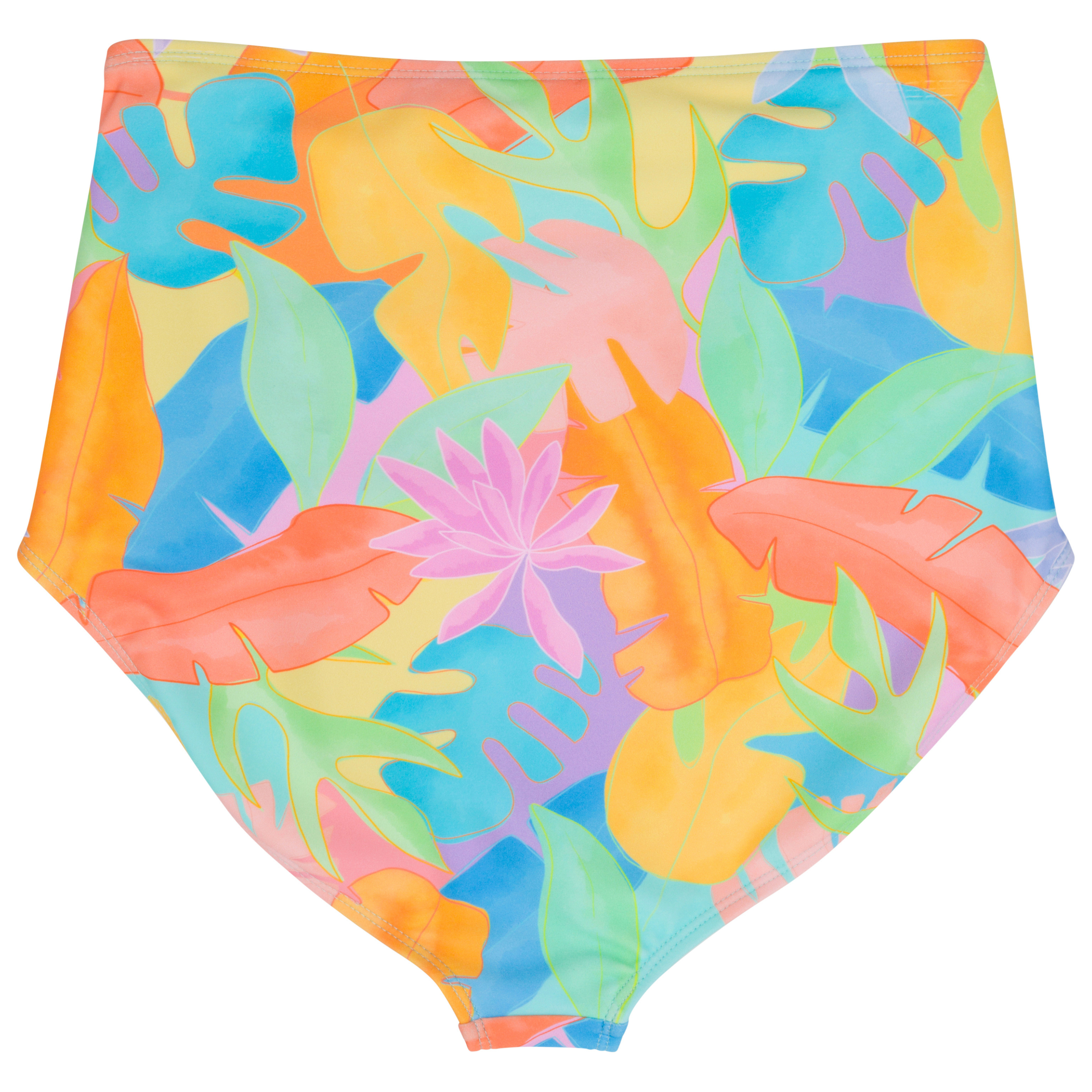 Women's High Waist Bikini Bottoms Ruched | "Vibrant Vacay"-SwimZip UPF 50+ Sun Protective Swimwear & UV Zipper Rash Guards-pos9