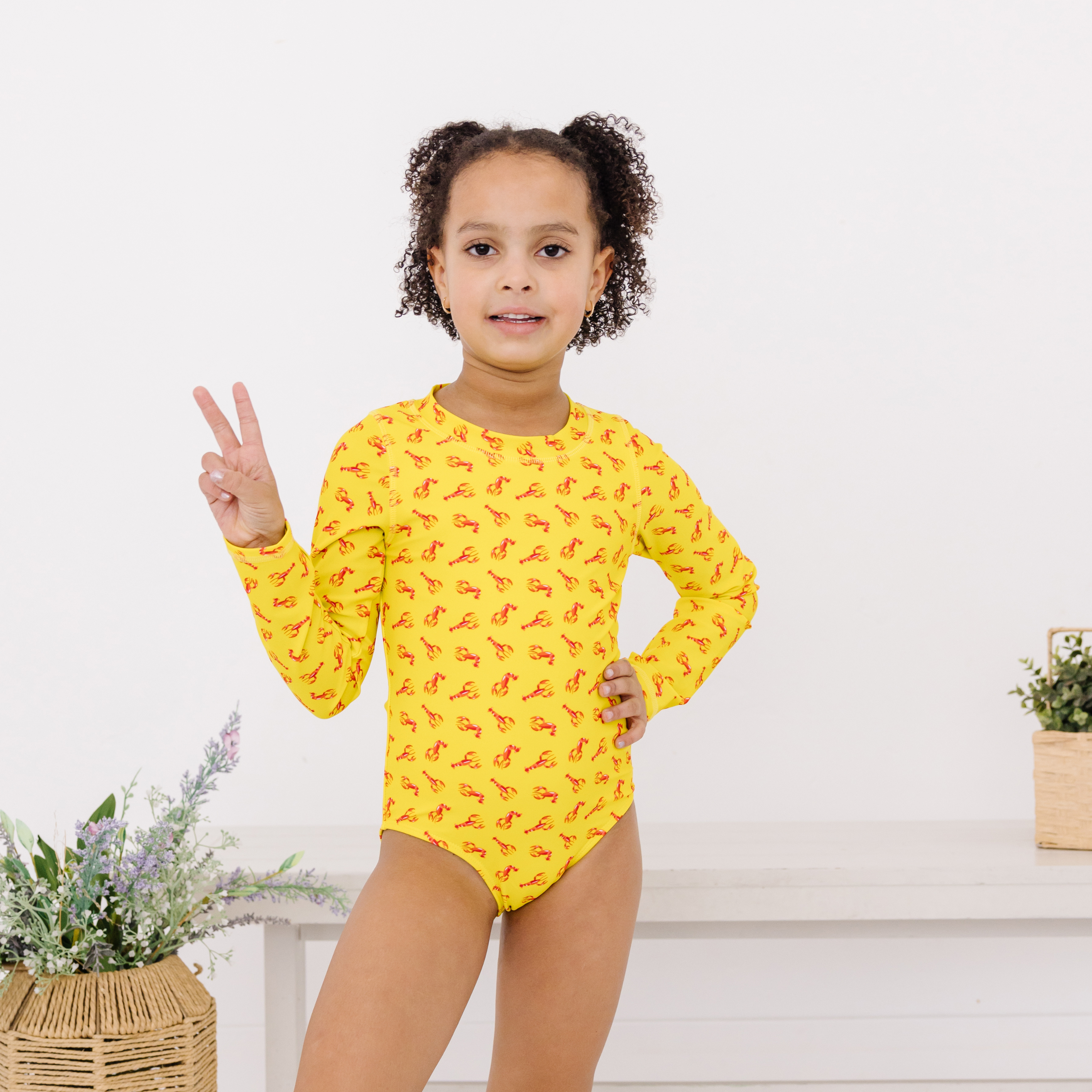 Girls Long Sleeve Surf Suit (One Piece Bodysuit) | "Lobster"-SwimZip UPF 50+ Sun Protective Swimwear & UV Zipper Rash Guards-pos7