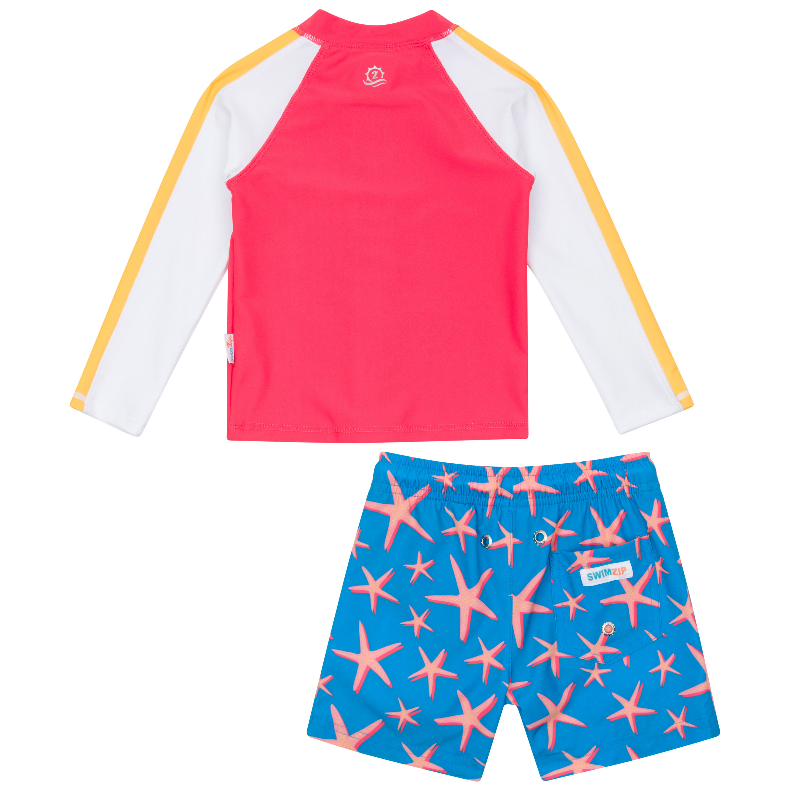 Boys Long Sleeve Zipper Rash Guard and Swim Trunk Set | "Starfish"-SwimZip UPF 50+ Sun Protective Swimwear & UV Zipper Rash Guards-pos11