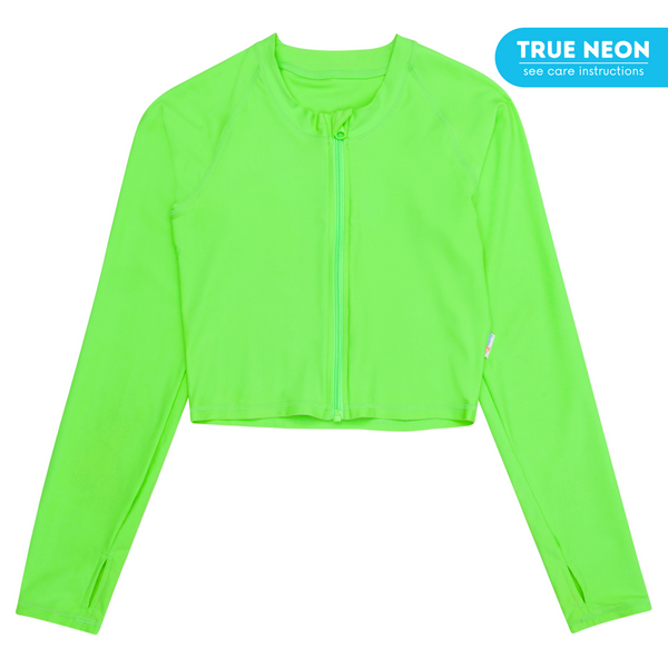 【MLB】 Basic Crop Zip-up Rash Guard ★日本未入荷★ SwimZip Women's Long Sleeve Crop Top Rash Guard Swim Shirt