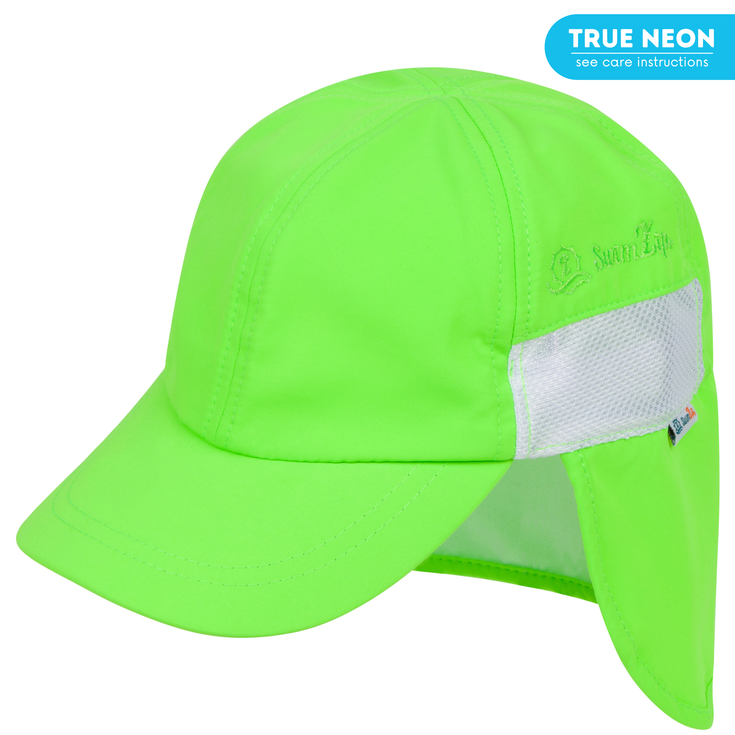 Kids Flap Hat | Neon Lime Green-0-6 Month-Neon Lime Green-SwimZip UPF 50+ Sun Protective Swimwear & UV Zipper Rash Guards-pos1