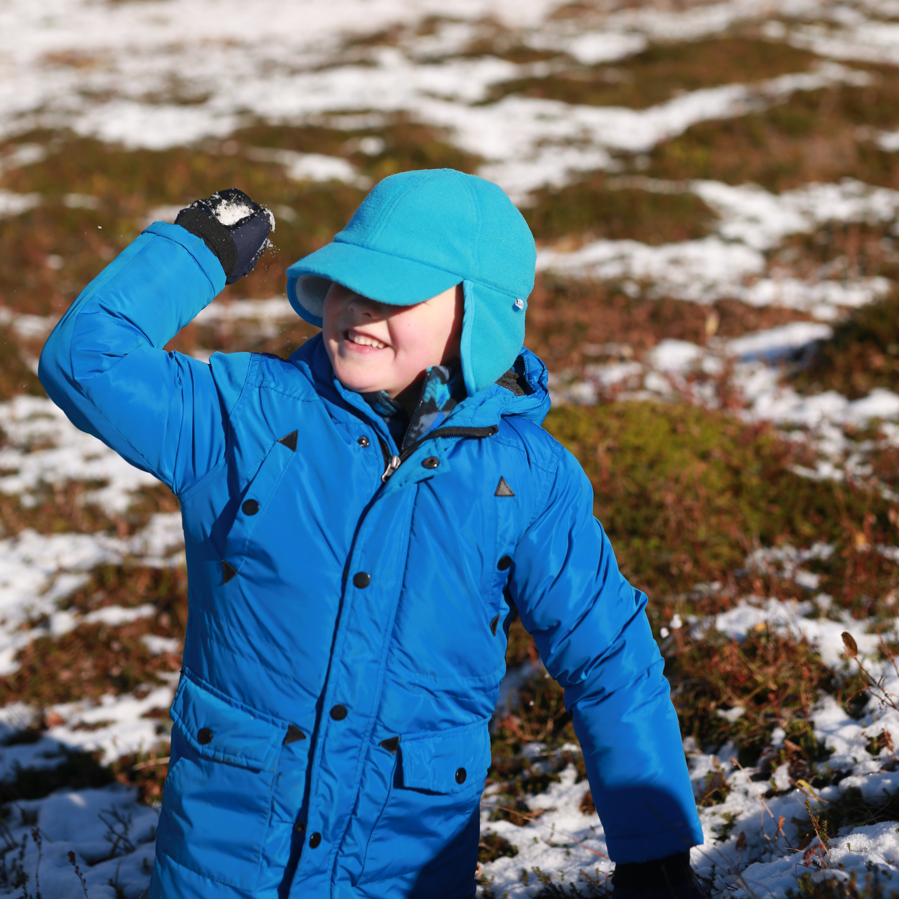 Kids Frosty Fleece Winter Flap Hat - Glacial Water-SwimZip UPF 50+ Sun Protective Swimwear & UV Zipper Rash Guards-pos2