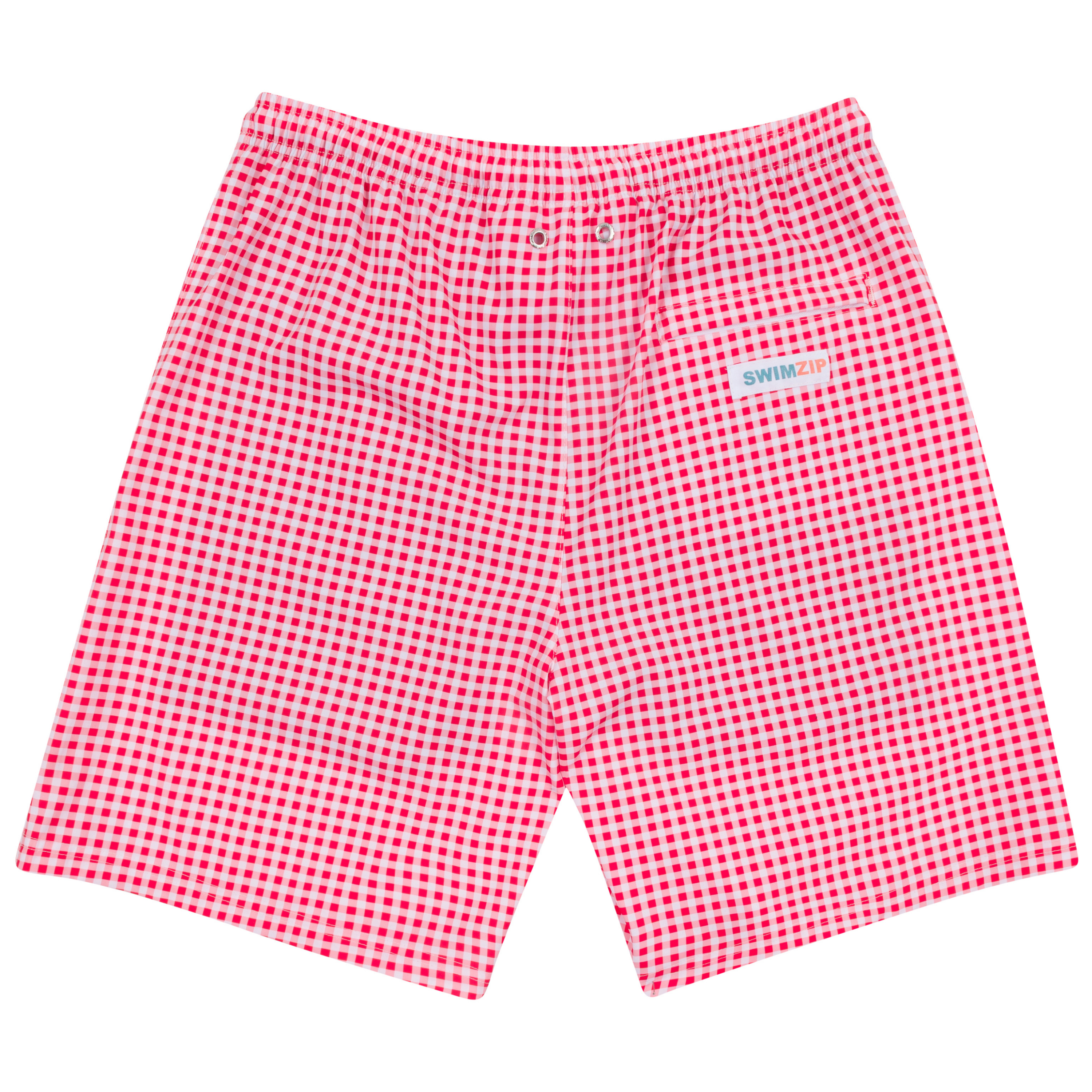 Men's 8" Swim Trunks Boxer Brief Liner | "Red Gingham"-SwimZip UPF 50+ Sun Protective Swimwear & UV Zipper Rash Guards-pos13